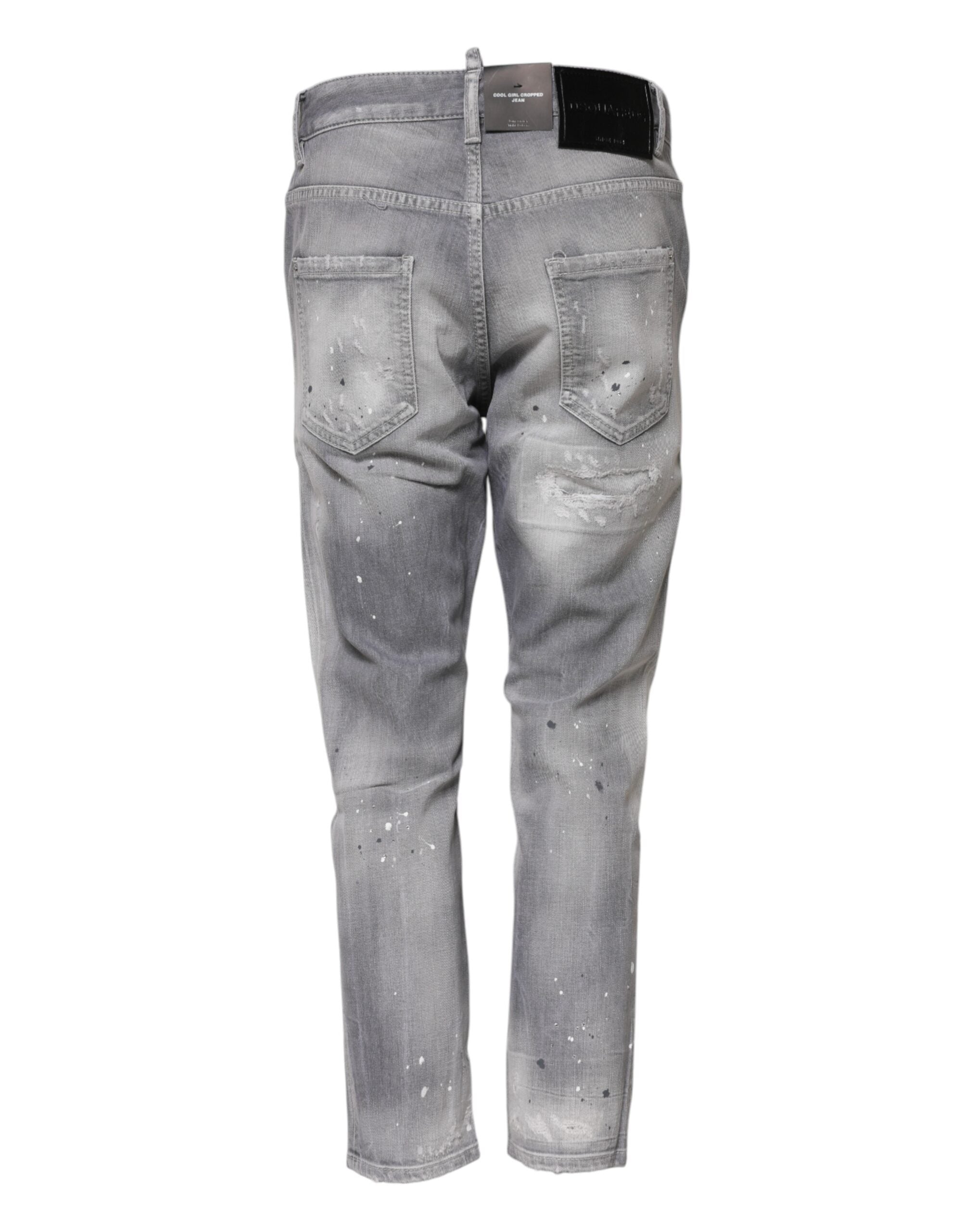 Dsquared² Grå Vaskede Mellemhøj Talje Tapered Jeans