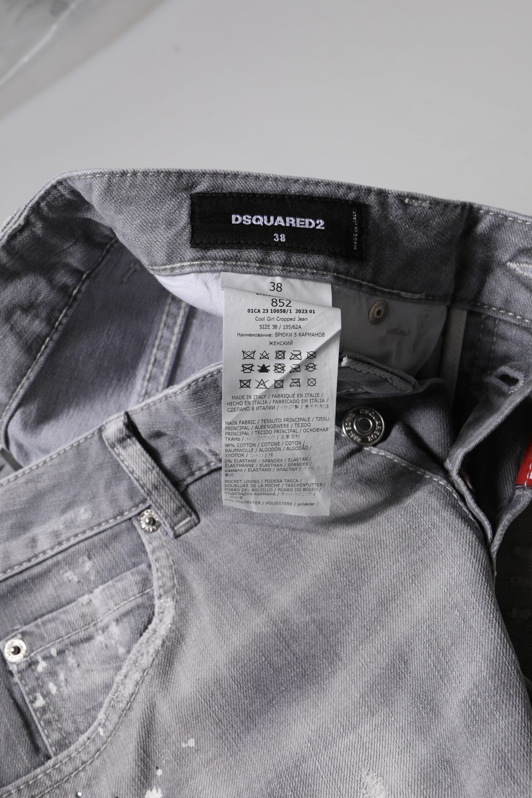 Dsquared² Grå Vaskede Mellemhøj Talje Tapered Jeans