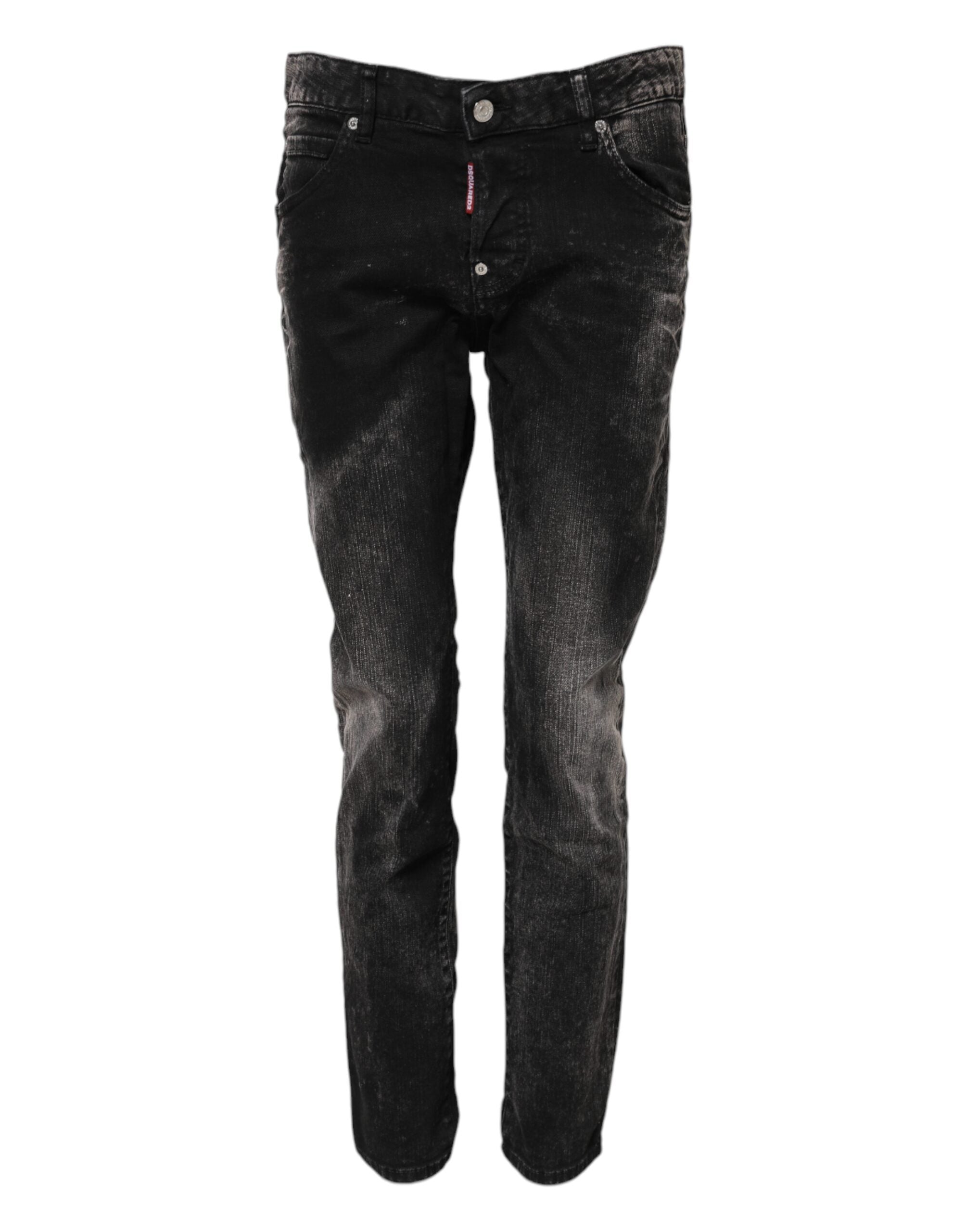 Dsquared² Sorte, vaskede, mellemlange, koniske denimjeans