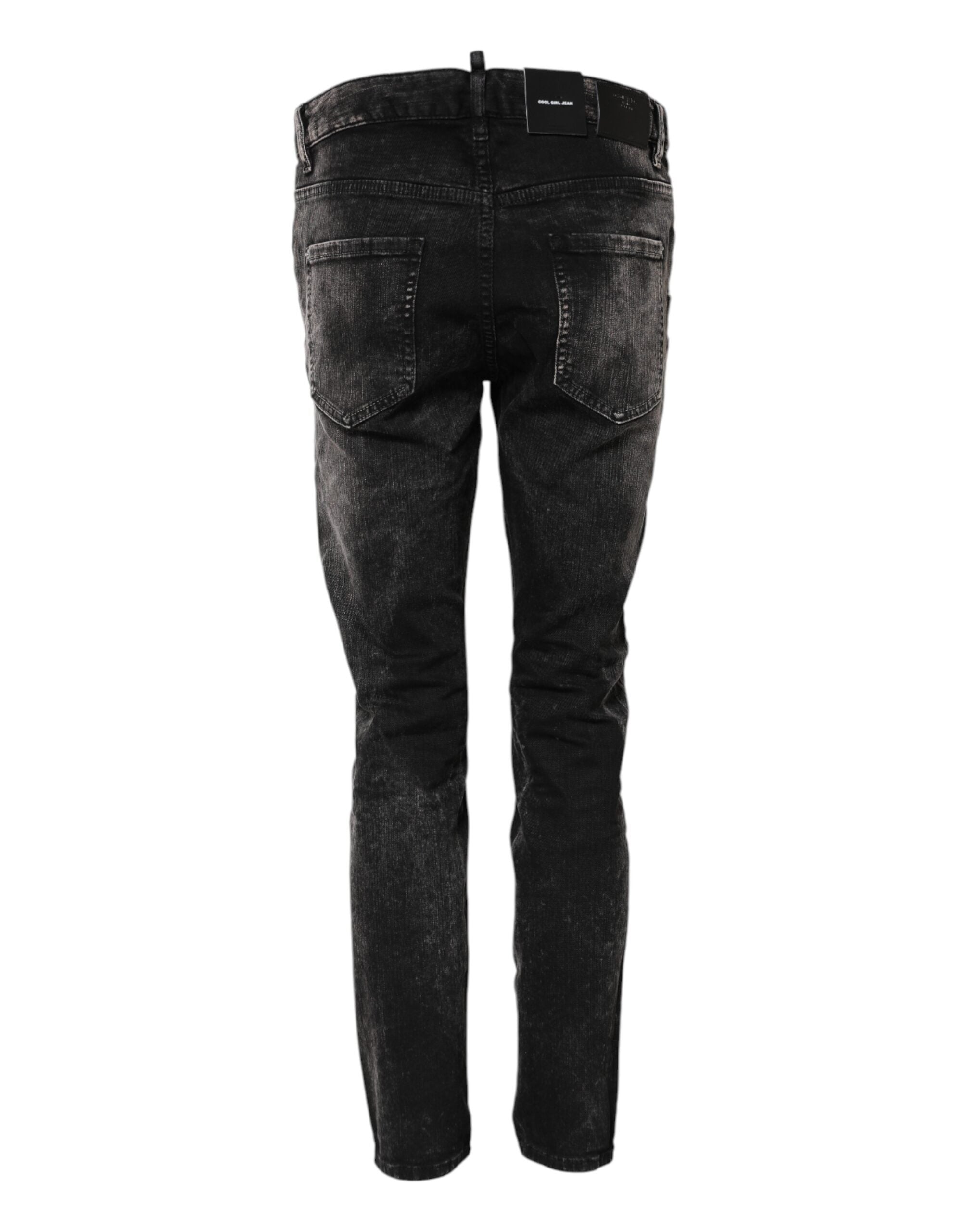 Dsquared² Sorte, vaskede, mellemlange, koniske denimjeans