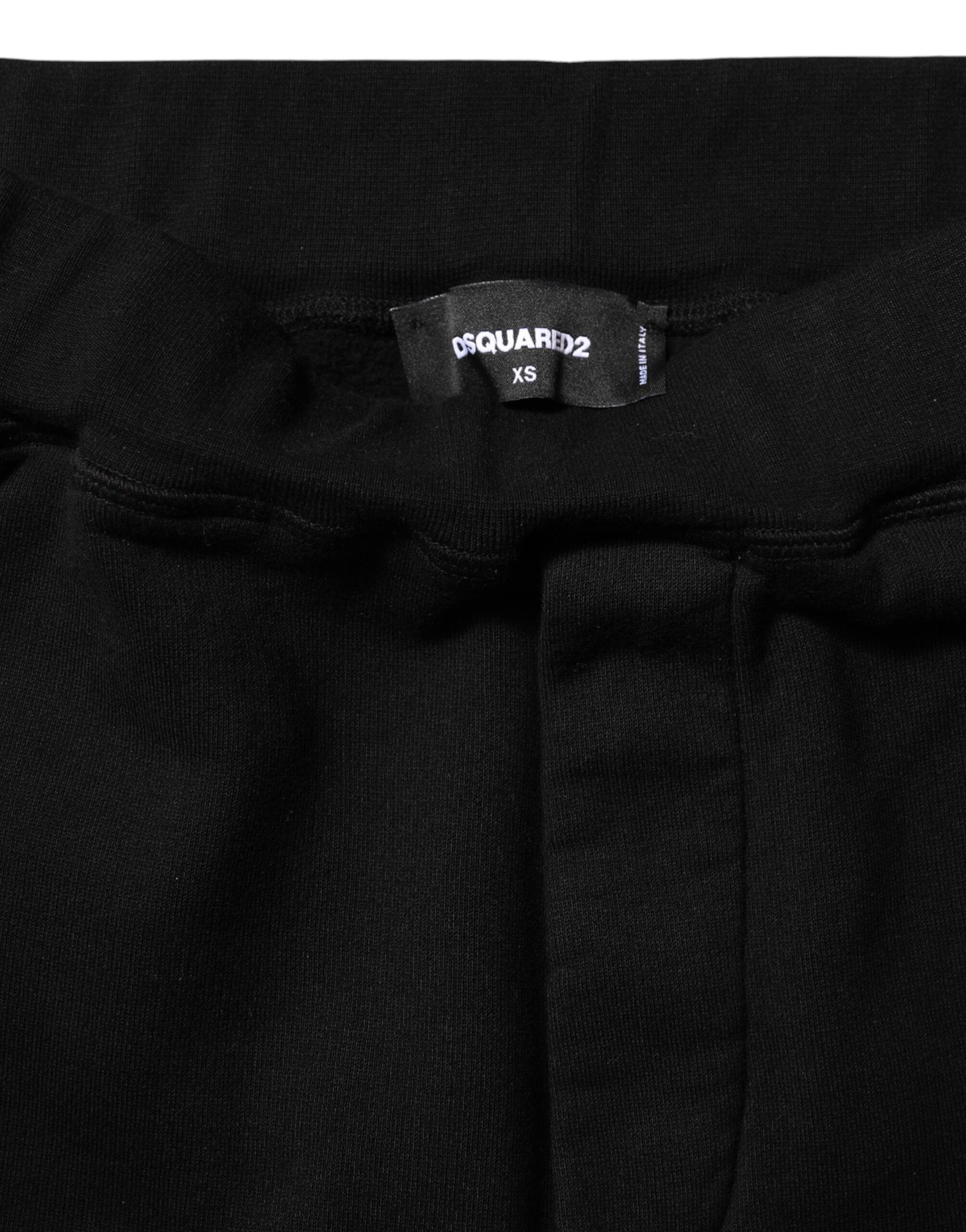 Dsquared² Sorte Røde Bomulds Joggingbukser med Lige Pasform