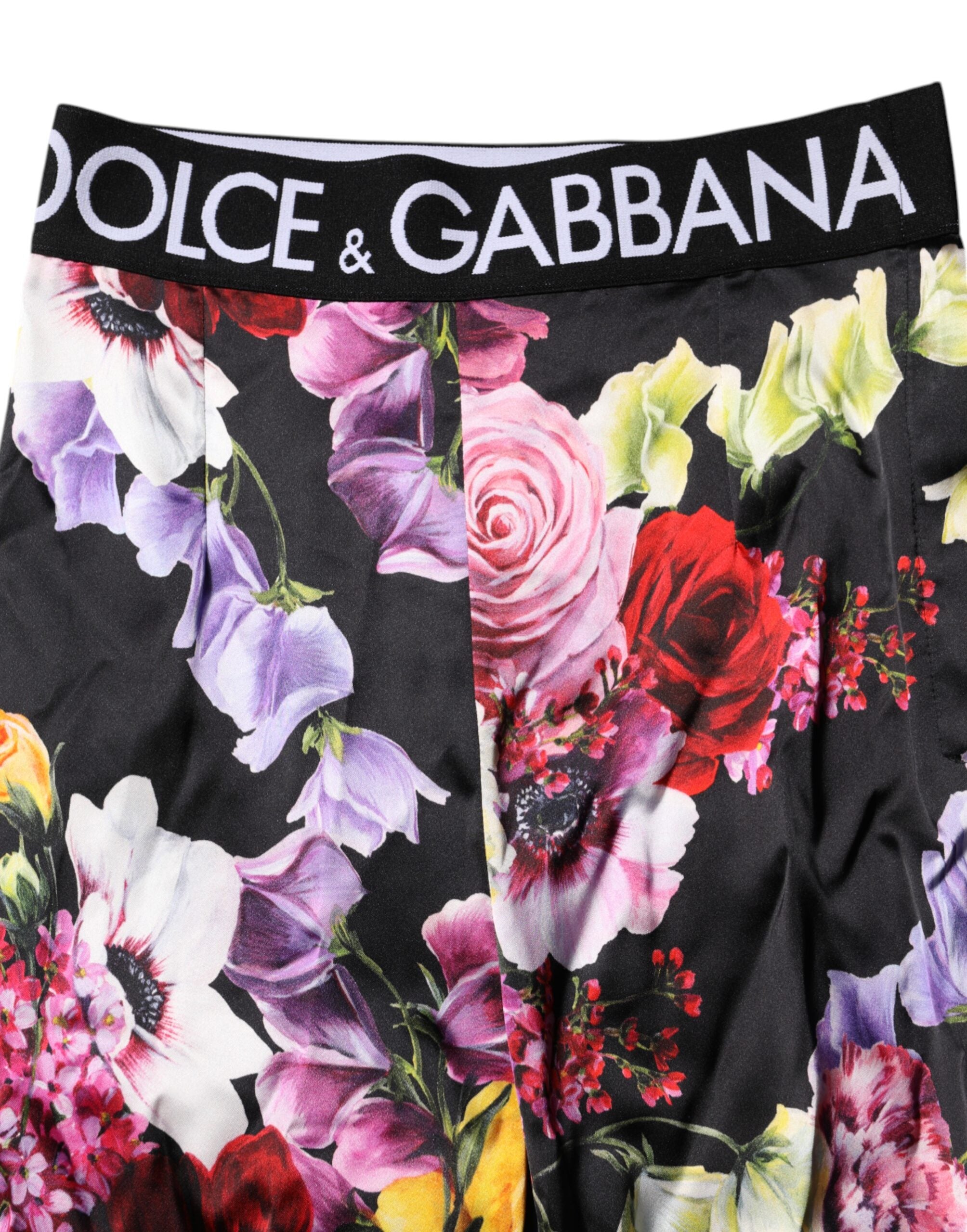 Dolce &amp; Gabbana Flerfarvede Blomsterleggings med Stretchtalje