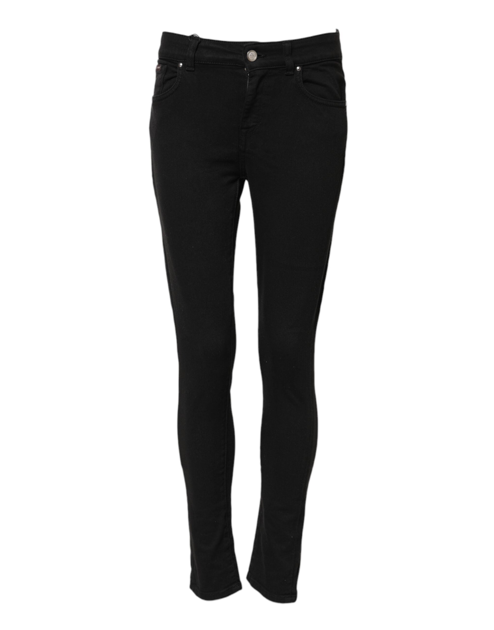 Dolce &amp; Gabbana Sorte Bomulds Skinny Mellemhøj Talje Denim Jeans