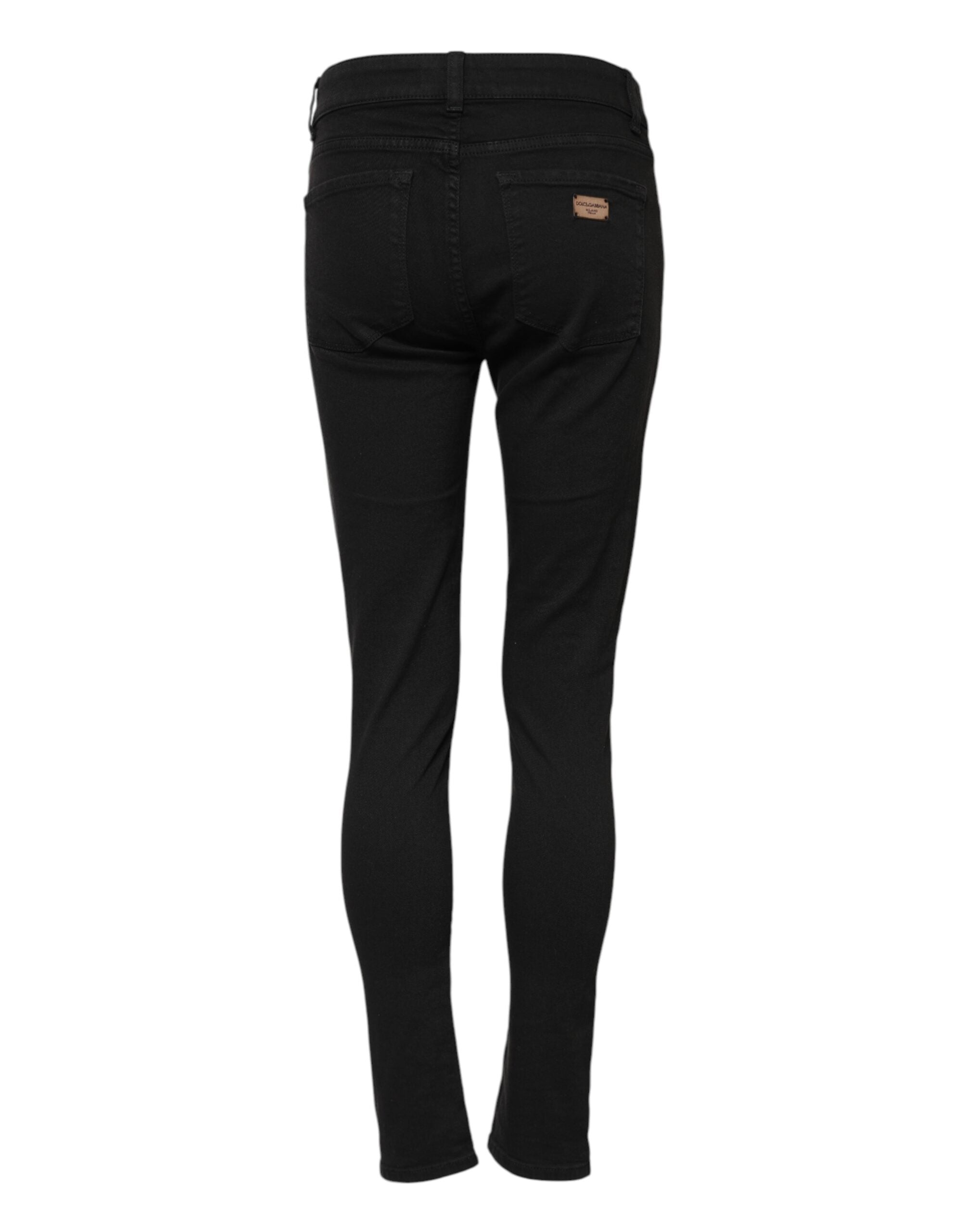 Dolce &amp; Gabbana Sorte Bomulds Skinny Mellemhøj Talje Denim Jeans