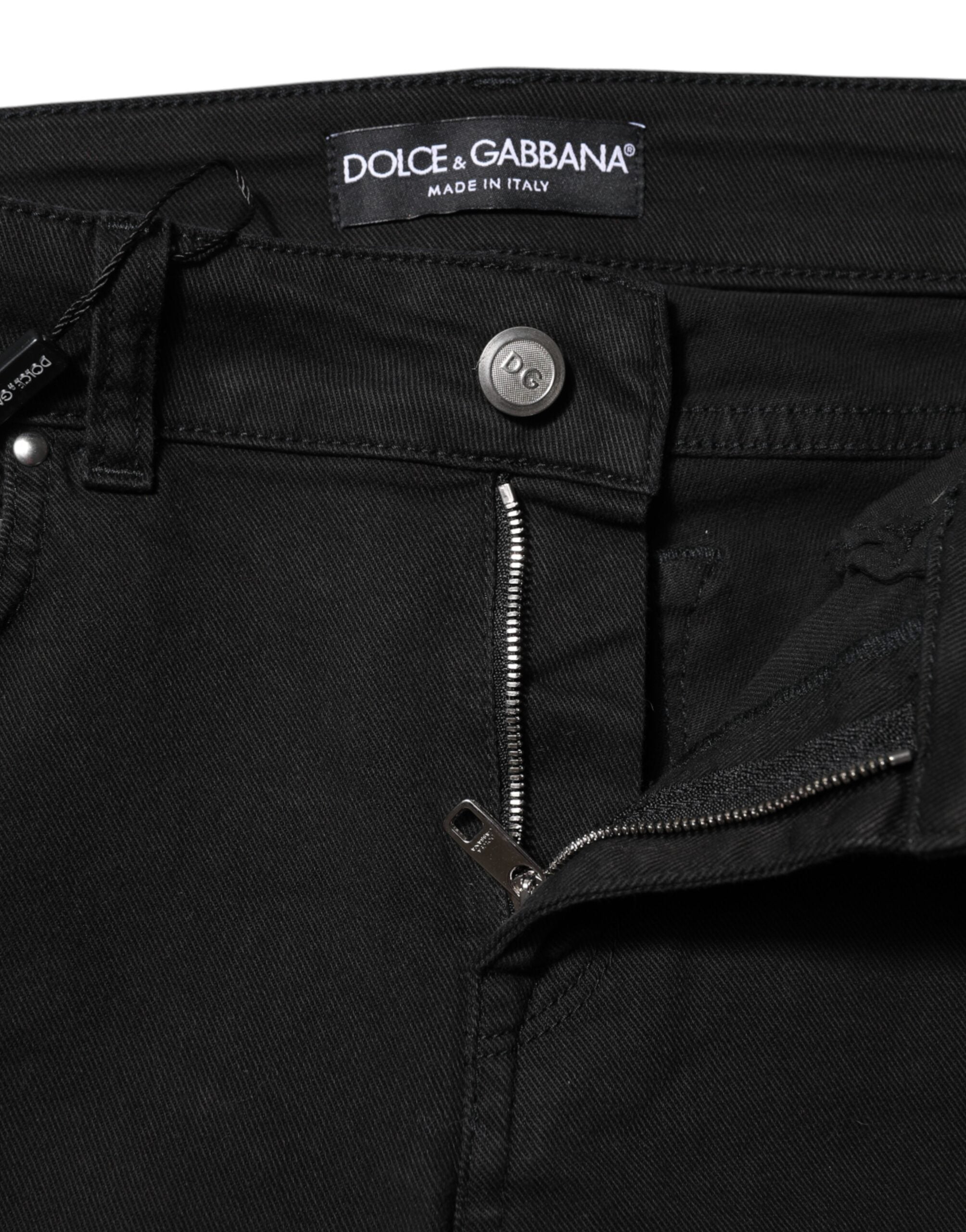 Dolce &amp; Gabbana Sorte Bomulds Skinny Mellemhøj Talje Denim Jeans