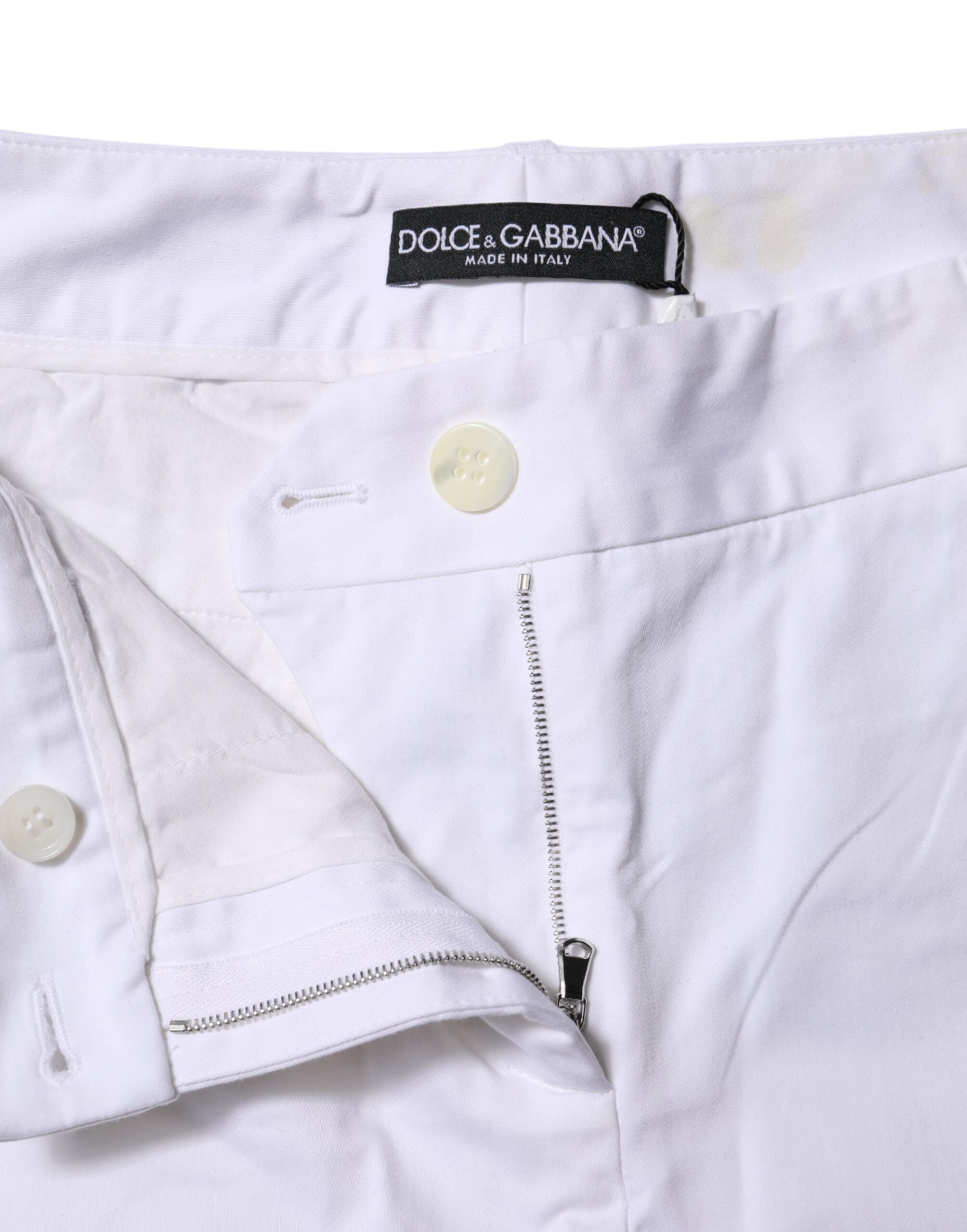 Dolce &amp; Gabbana Hvide Bomuldsstretchjeans med Mellem Talje