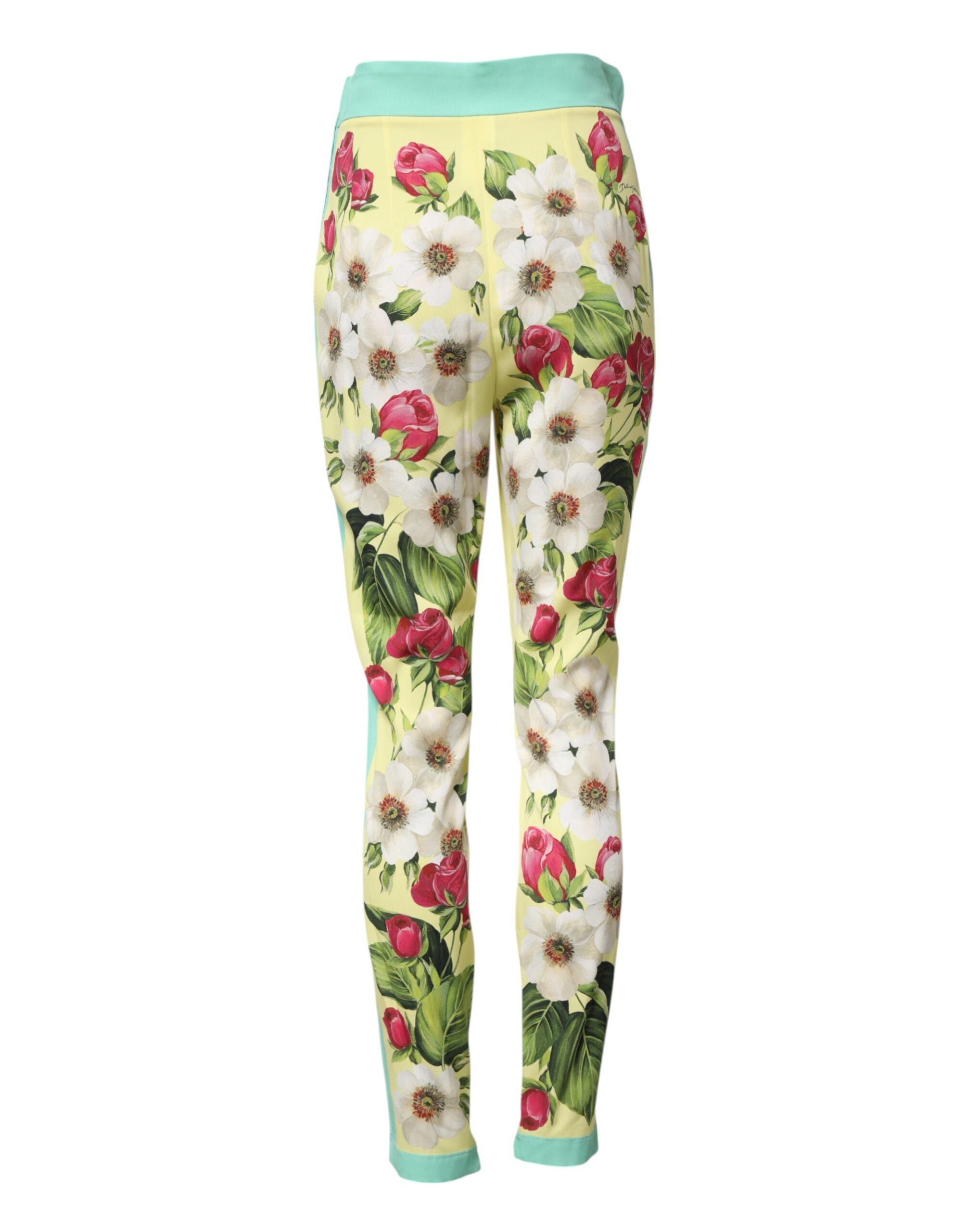 Dolce &amp; Gabbana Gule Silkeleggingsbukser med Blomsterprint