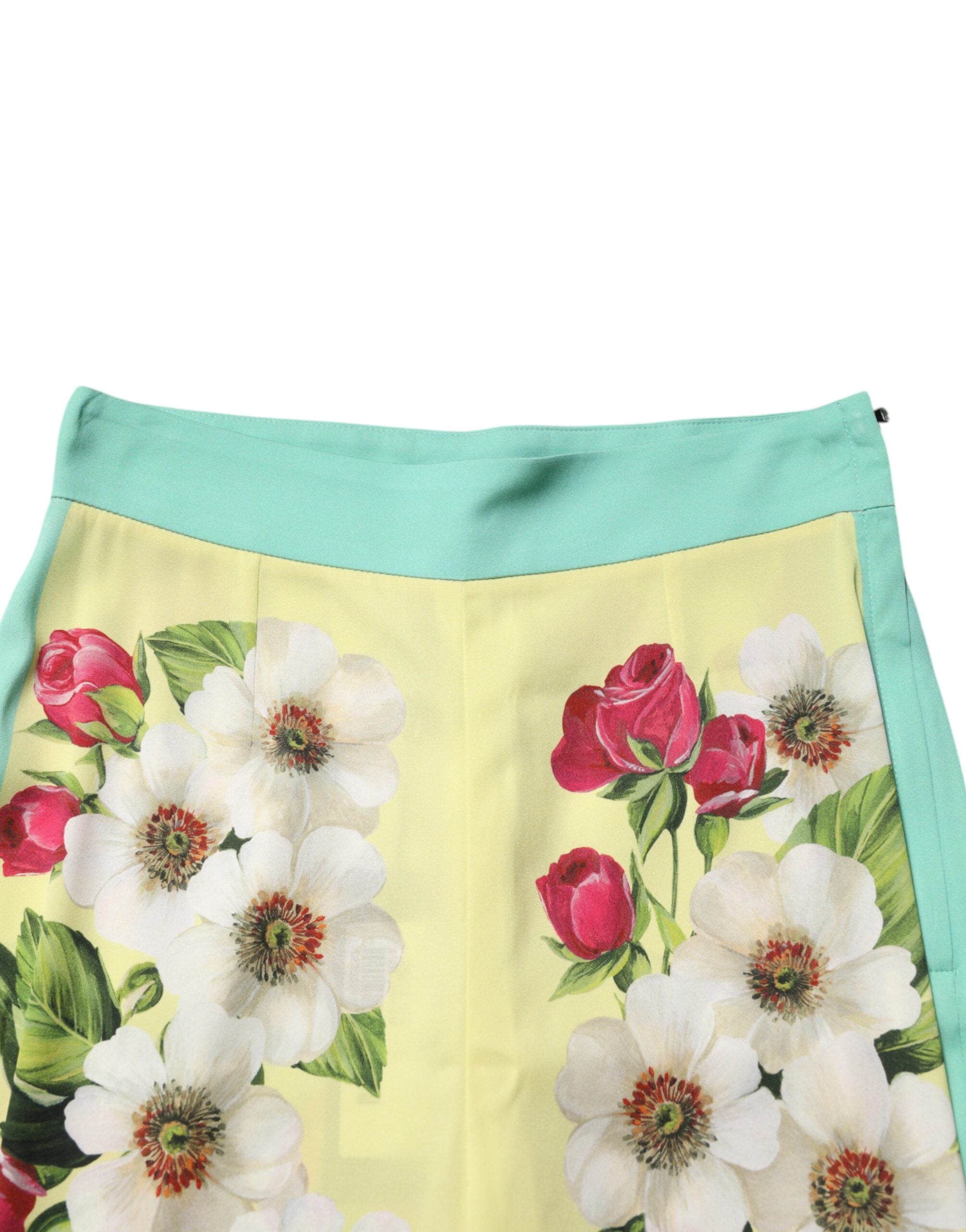 Dolce &amp; Gabbana Gule Silkeleggingsbukser med Blomsterprint