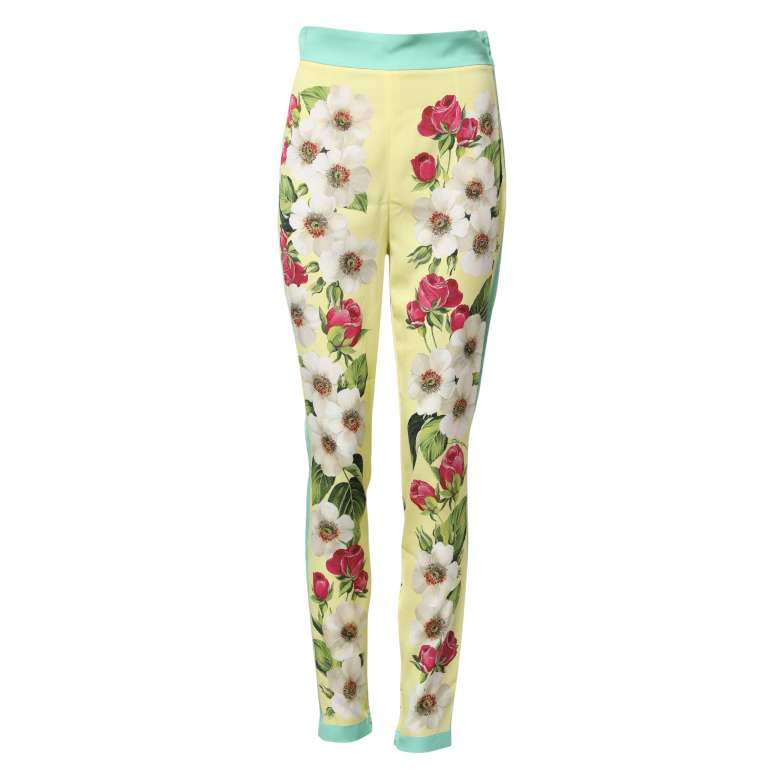 Dolce &amp; Gabbana Gule Silkeleggingsbukser med Blomsterprint
