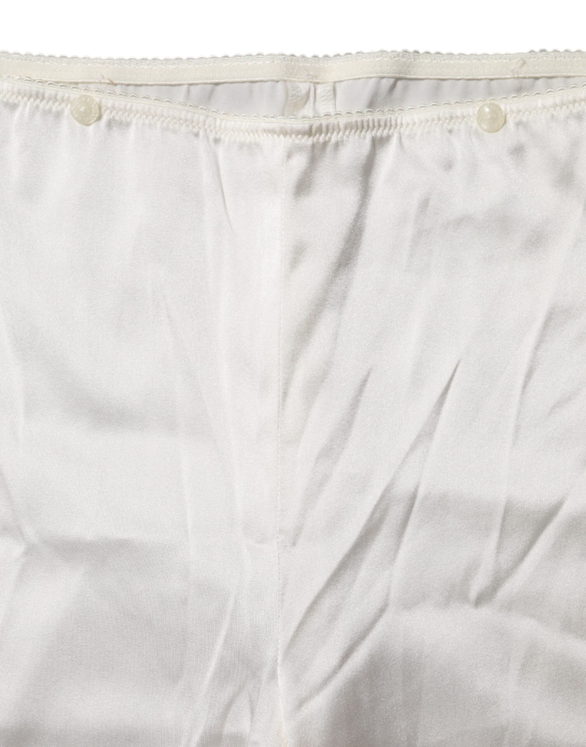Dolce &amp; Gabbana Elfenbensfarvede Silke Tapered High Waist Bukser