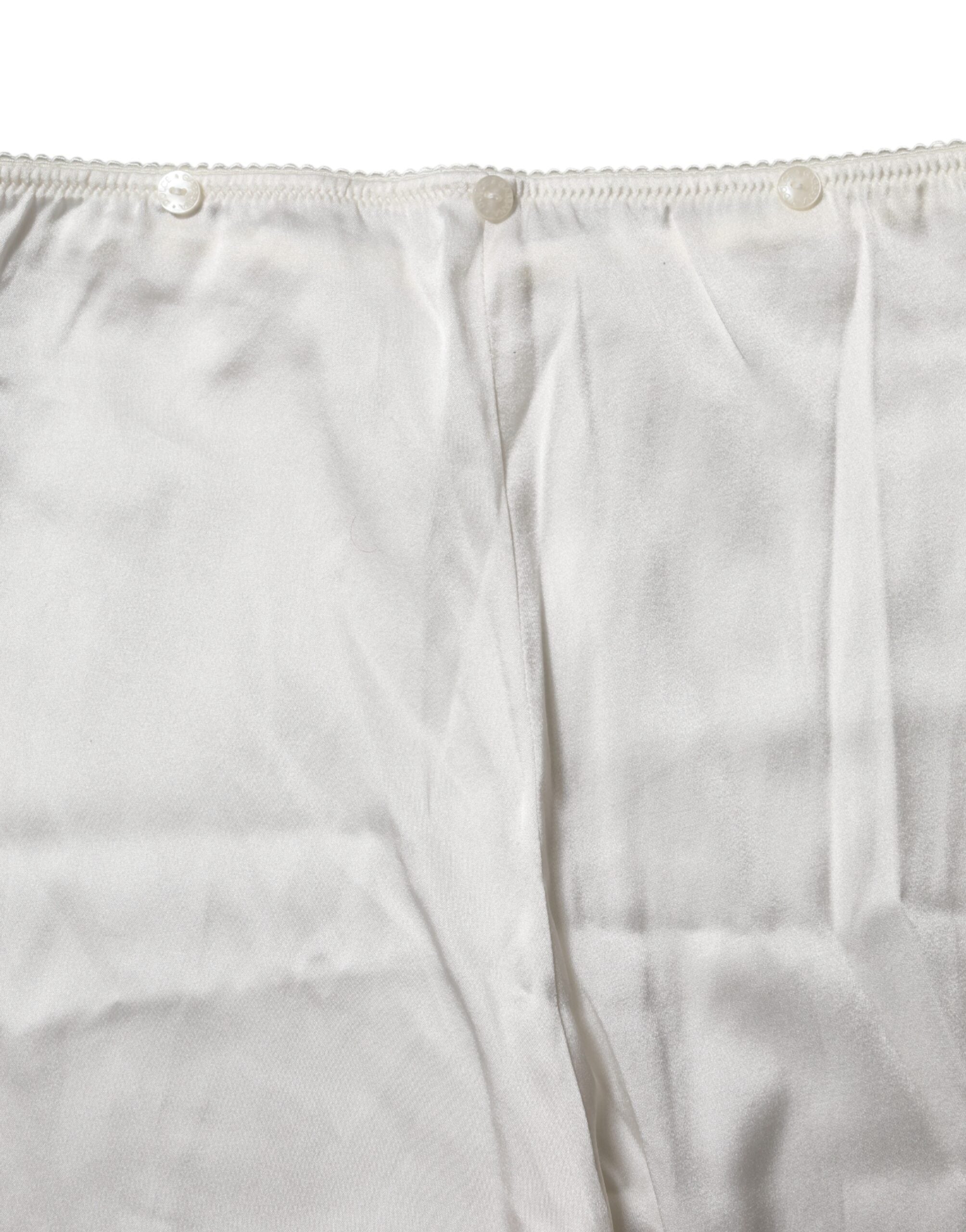 Dolce &amp; Gabbana Elfenbensfarvede Silke Tapered High Waist Bukser