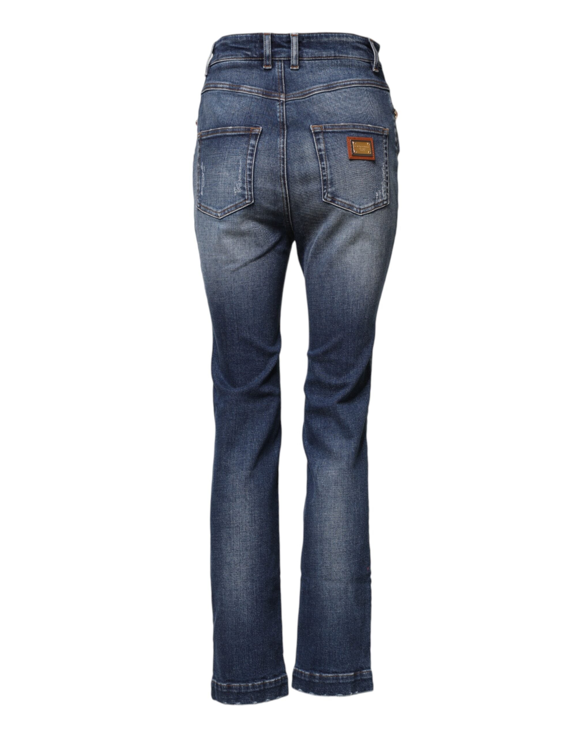 Dolce &amp; Gabbana Blå Denim Jeans med Rhinstensudsmykning