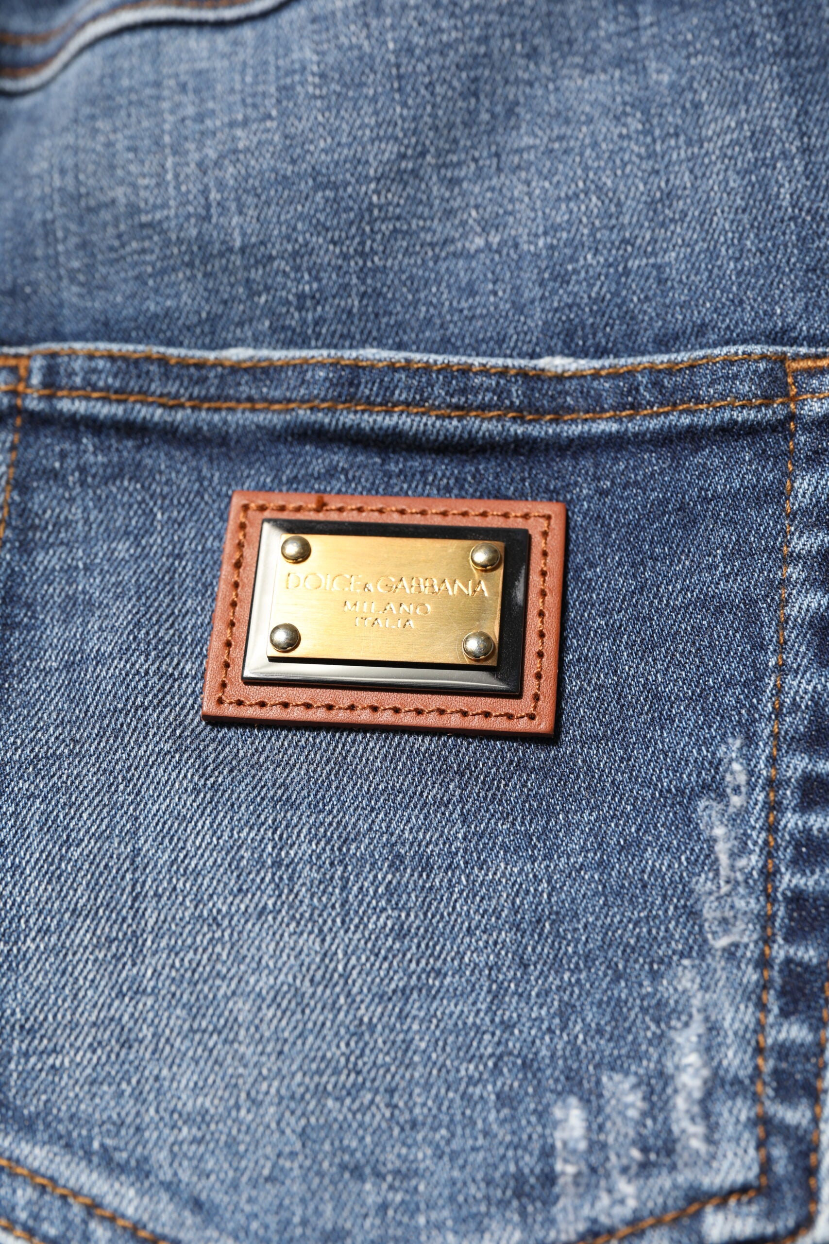 Dolce &amp; Gabbana Blå Denim Jeans med Rhinstensudsmykning