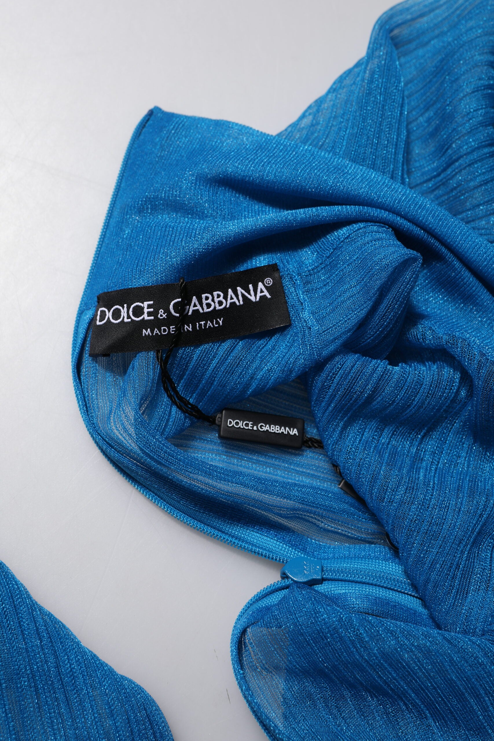 Dolce &amp; Gabbana Blå Gennemsigtig Rullekravetop med Lange Ærmer