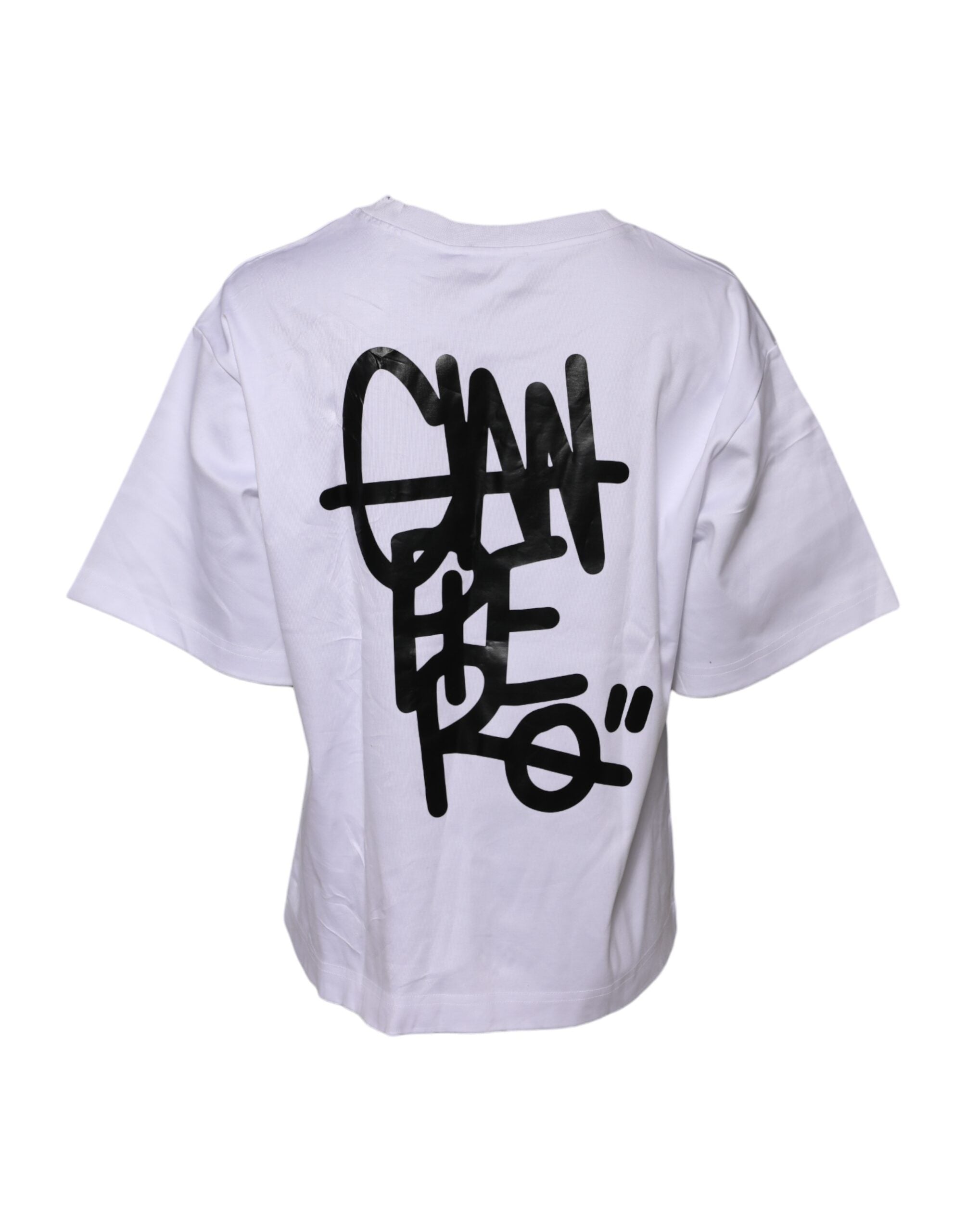 Dolce &amp; Gabbana hvid bomuld grafisk tryk rund hals T-shirt