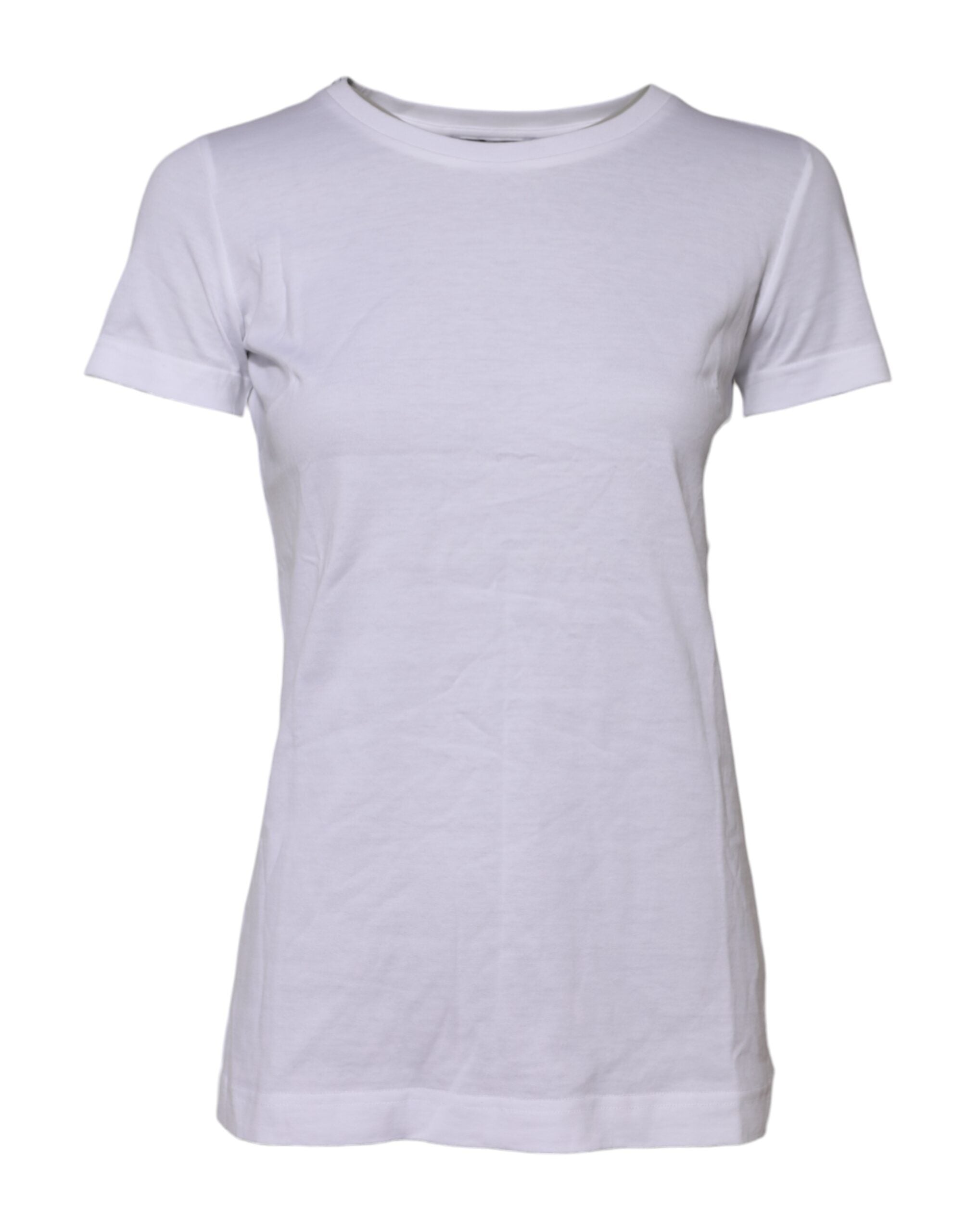 Dolce &amp; Gabbana Hvid bomulds-T-shirt med korte ærmer og rund hals