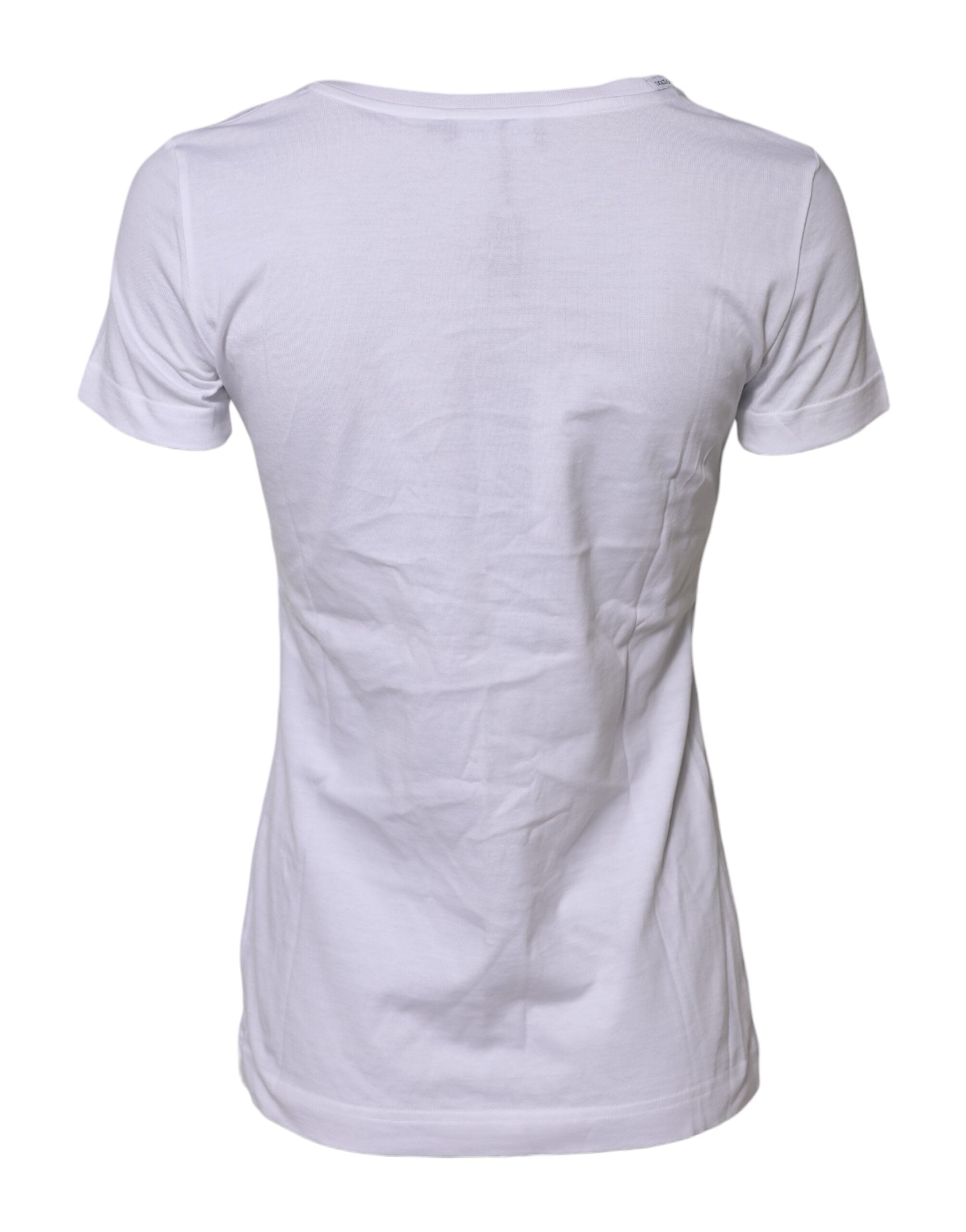 Dolce &amp; Gabbana Hvid bomulds-T-shirt med korte ærmer og rund hals