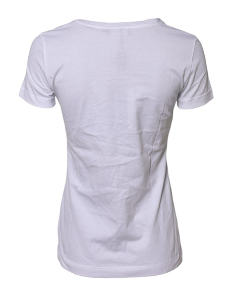 Dolce &amp; Gabbana Hvid bomulds-T-shirt med korte ærmer og rund hals