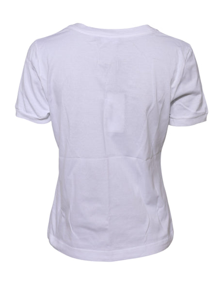 Dolce &amp; Gabbana Hvid Bomulds T-shirt med Rund Hals og Korte Ærmer