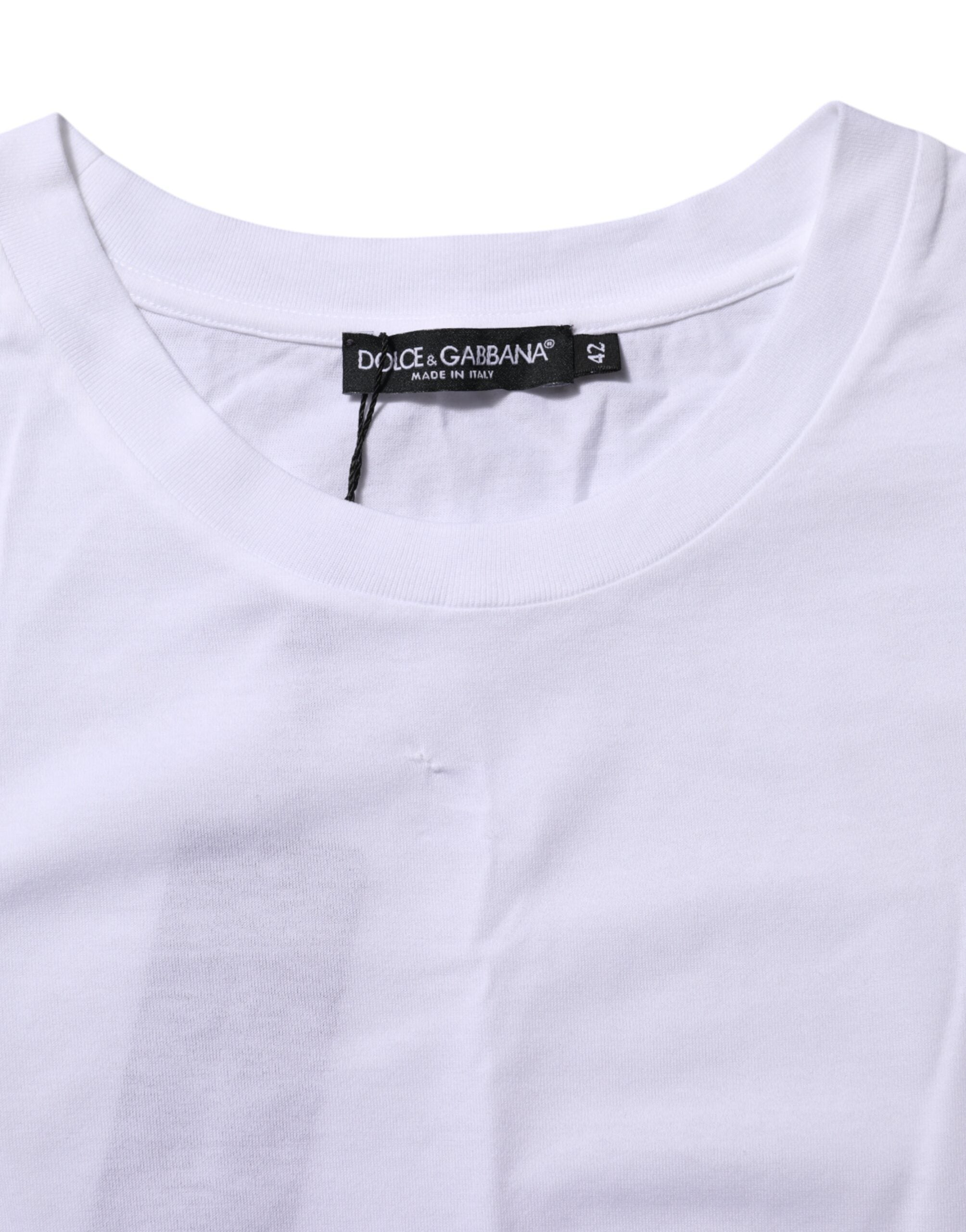 Dolce &amp; Gabbana Hvid Bomulds T-shirt med Rund Hals og Korte Ærmer