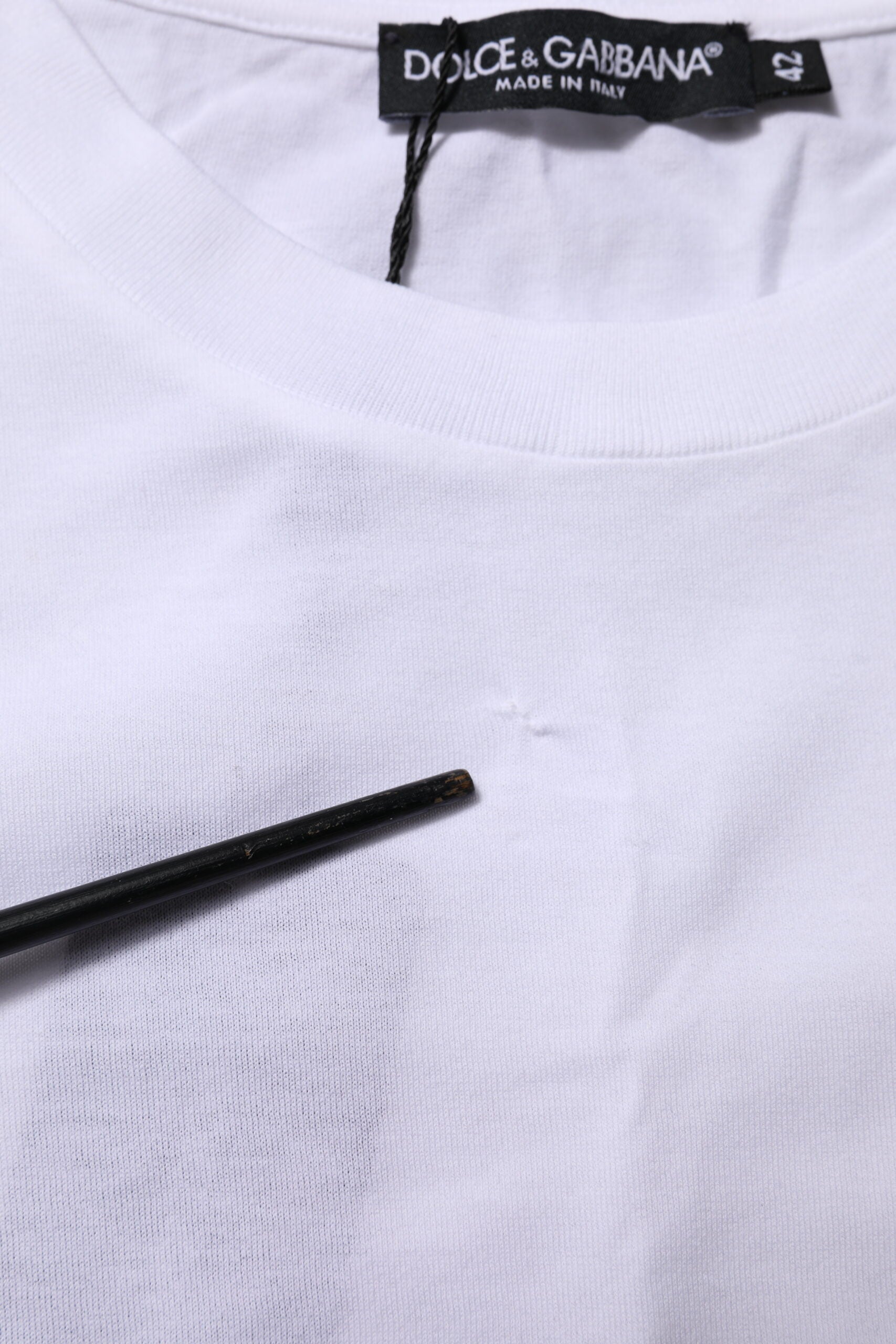Dolce &amp; Gabbana Hvid Bomulds T-shirt med Rund Hals og Korte Ærmer