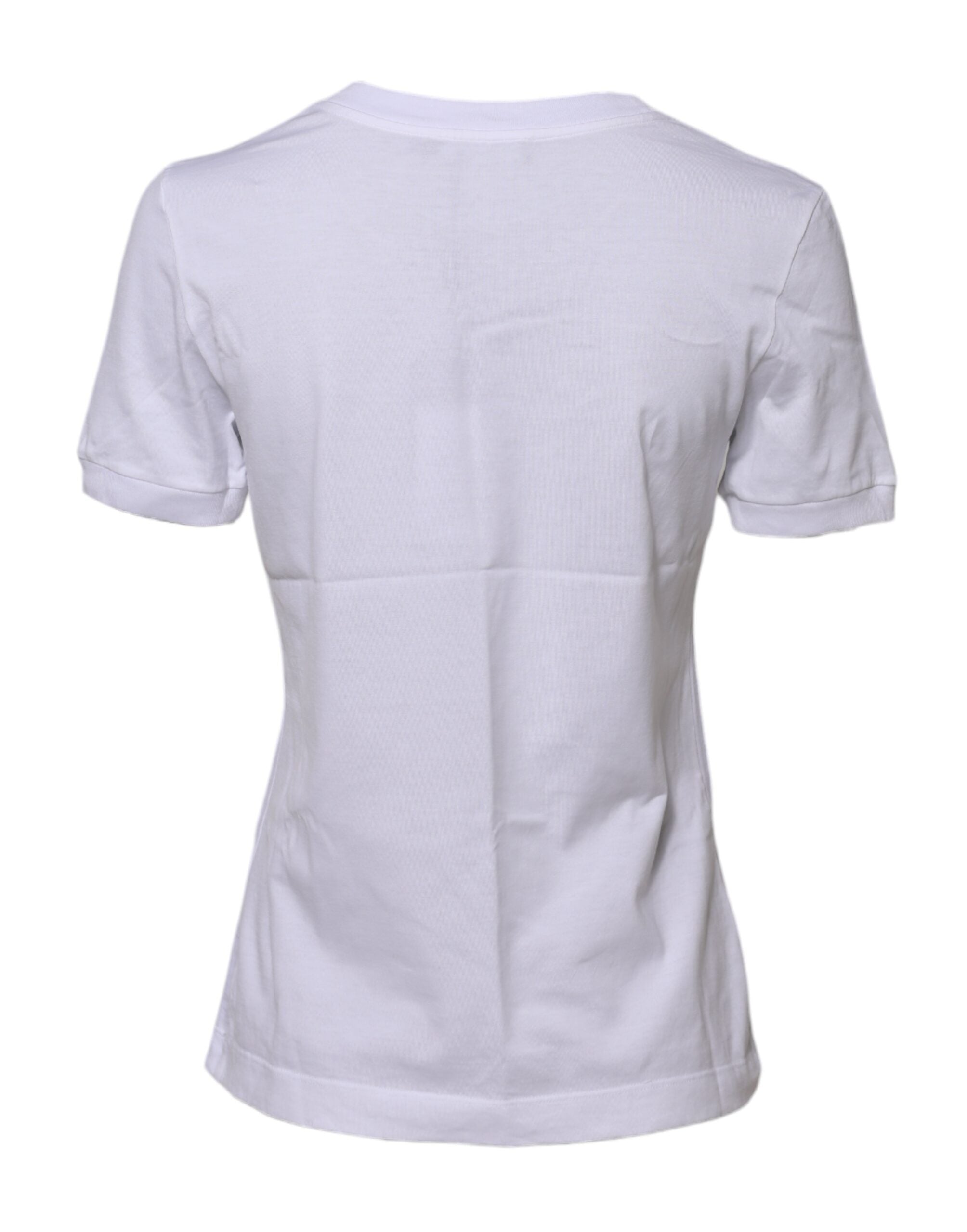 Dolce &amp; Gabbana Hvid Bomulds T-shirt med Rund Hals og Korte Ærmer