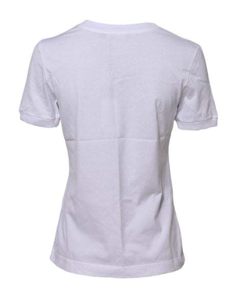 Dolce &amp; Gabbana Hvid Bomulds T-shirt med Rund Hals og Korte Ærmer