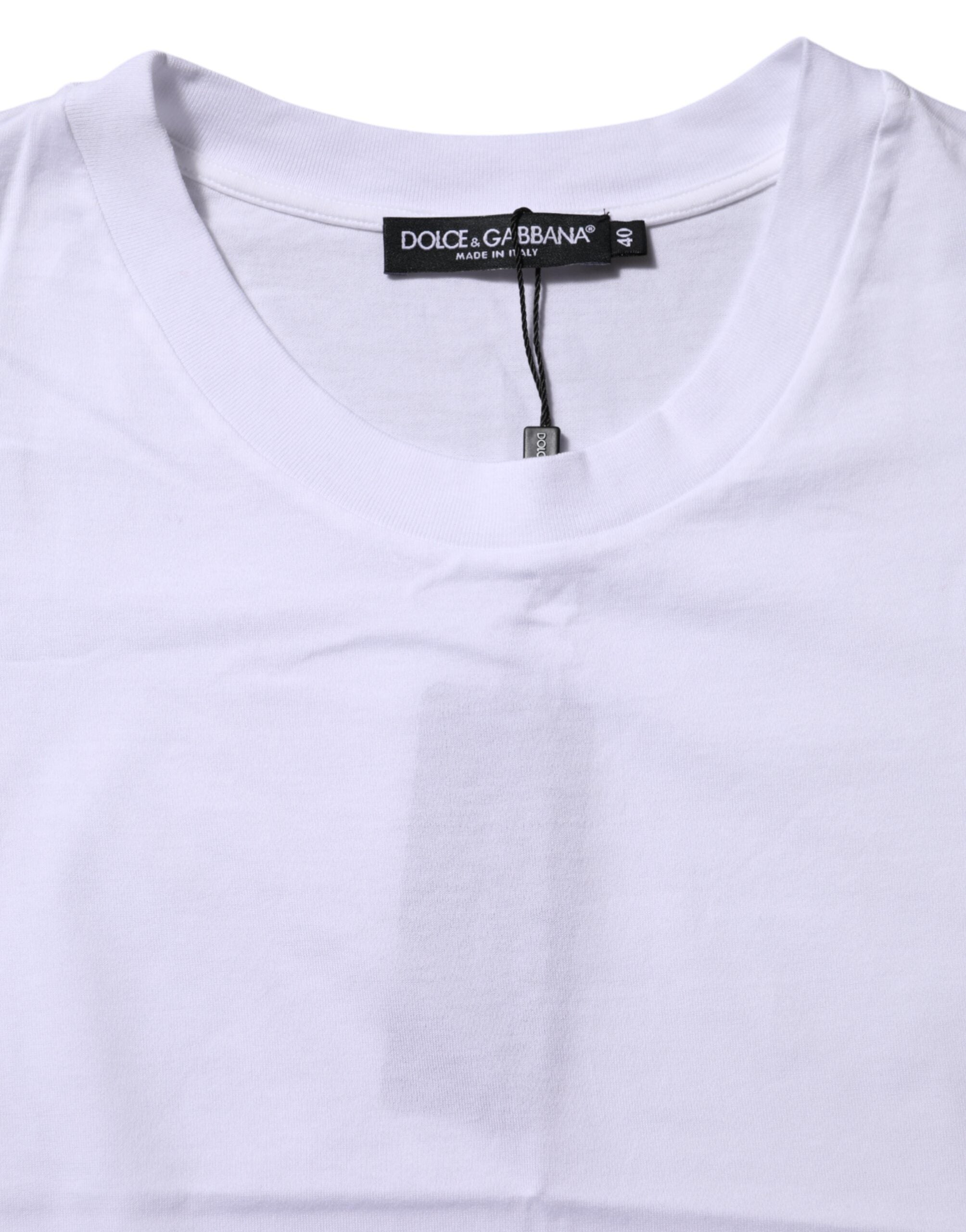 Dolce &amp; Gabbana Hvid Bomulds T-shirt med Rund Hals og Korte Ærmer