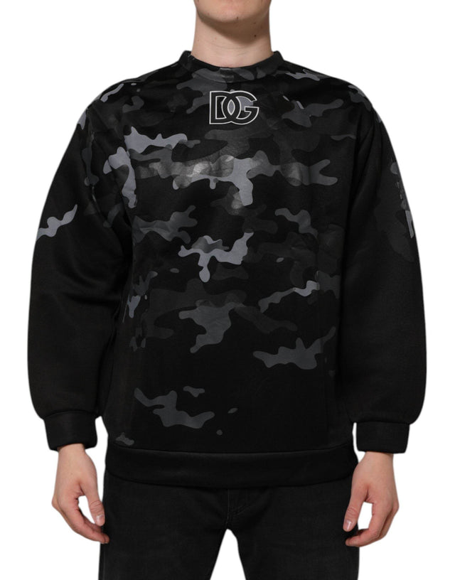 Dolce & Gabbana Black Camouflage Pullover Sweatshirt Sweater - Hilstor