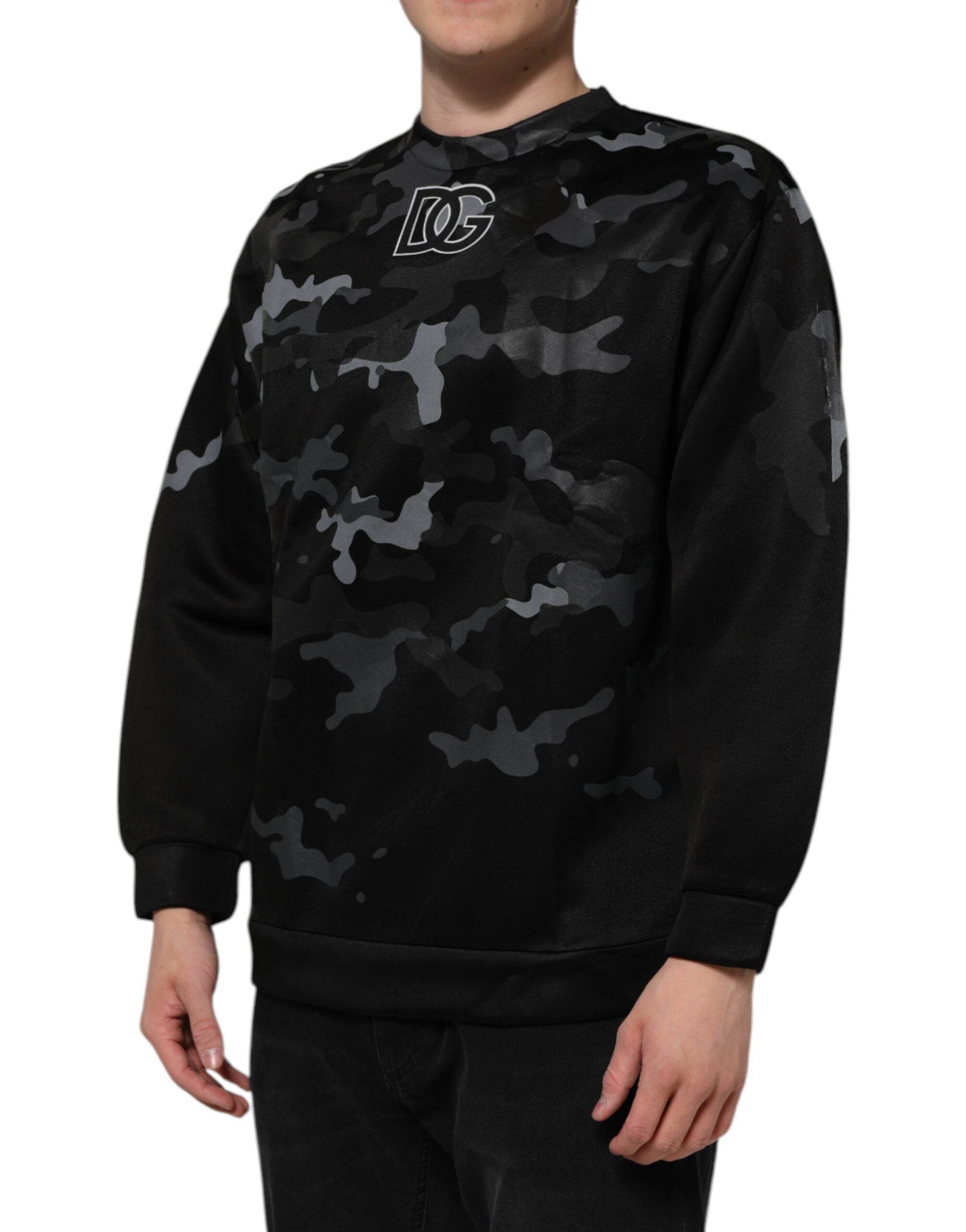 Dolce & Gabbana Black Camouflage Pullover Sweatshirt Sweater - Hilstor