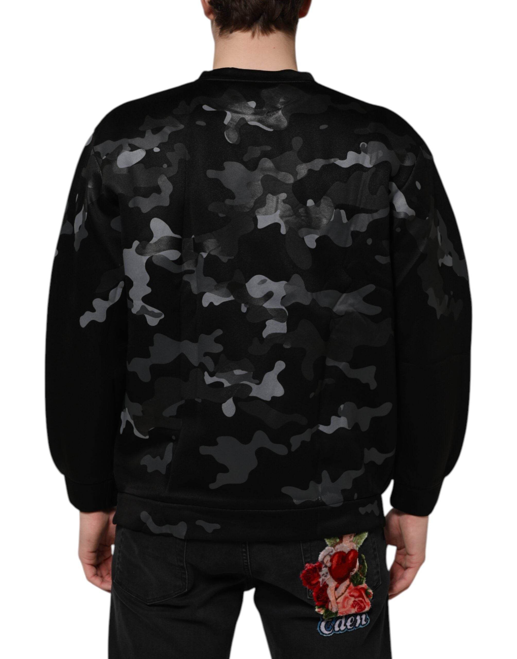 Dolce & Gabbana Black Camouflage Pullover Sweatshirt Sweater - Hilstor