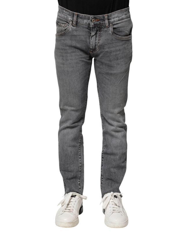 Dolce & Gabbana Gray Cotton Skinny Men Denim Trouser Jeans - Hilstor