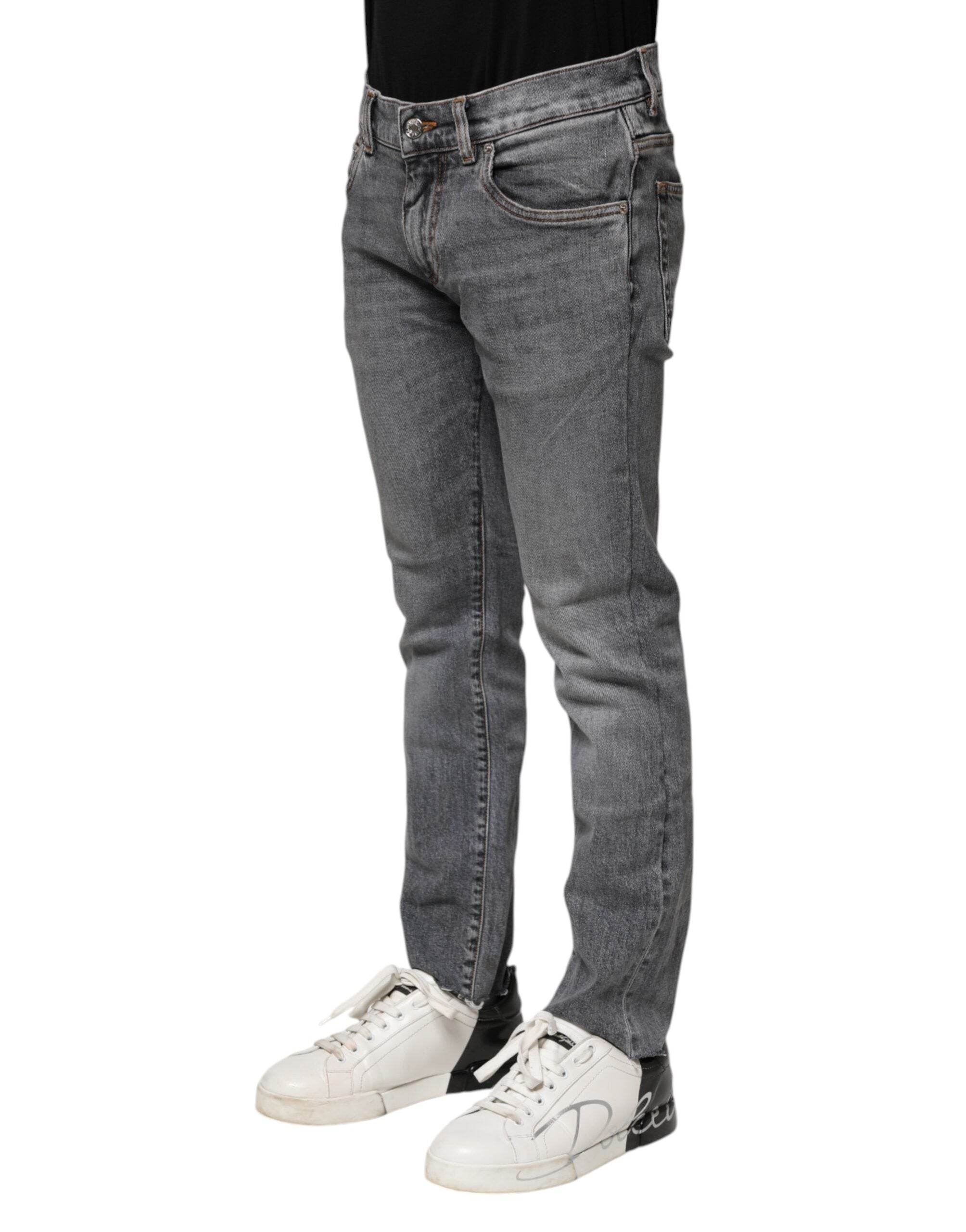 Dolce & Gabbana Gray Cotton Skinny Denim Trouser Jeans - Hilstor
