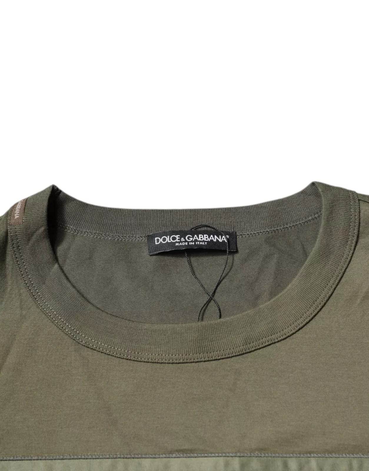Dolce & Gabbana Army Green DG Love Cotton Crew Neck T-shirt - Hilstor