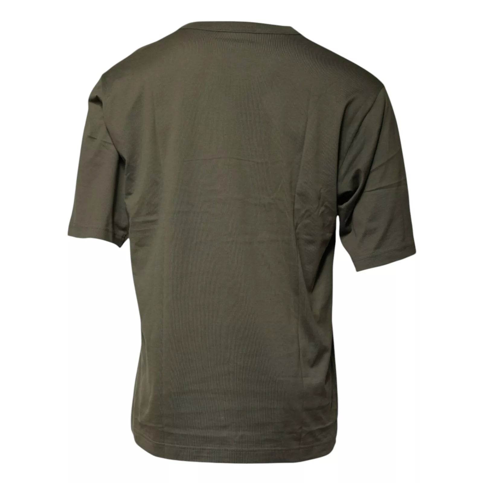 Dolce & Gabbana Army Green DG Love Cotton Crew Neck T-shirt - Hilstor