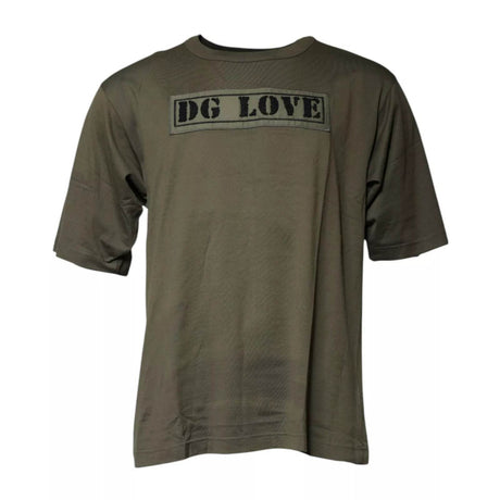 Dolce & Gabbana Army Green DG Love Cotton Crew Neck T-shirt - Hilstor