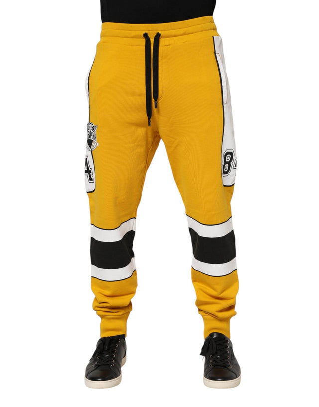 Dolce & Gabbana Yellow Cotton Print Jogger Sweatpants Pants - Hilstor