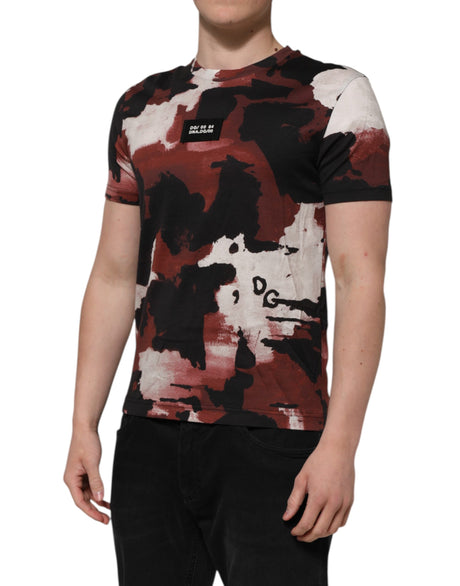 Dolce &amp; Gabbana Multicolor Camouflage Herr T-shirt med rund hals