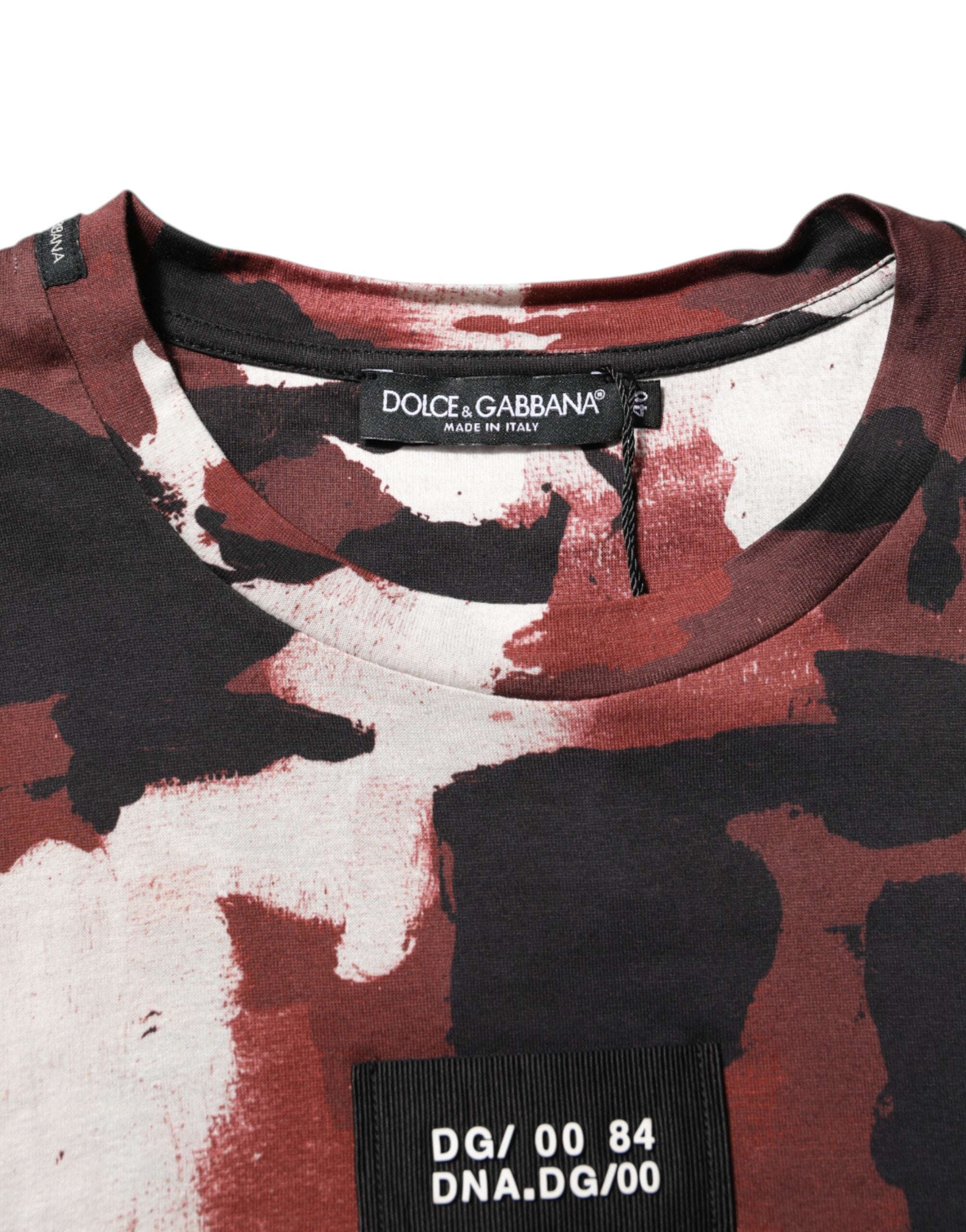 Dolce &amp; Gabbana Multicolor Camouflage Herr T-shirt med rund hals