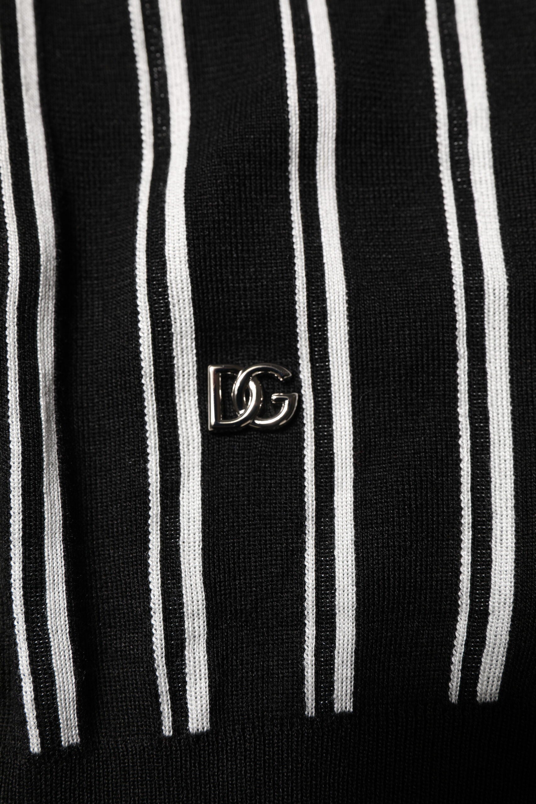Dolce &amp; Gabbana Black White Stripes Collared Polo T-shirt