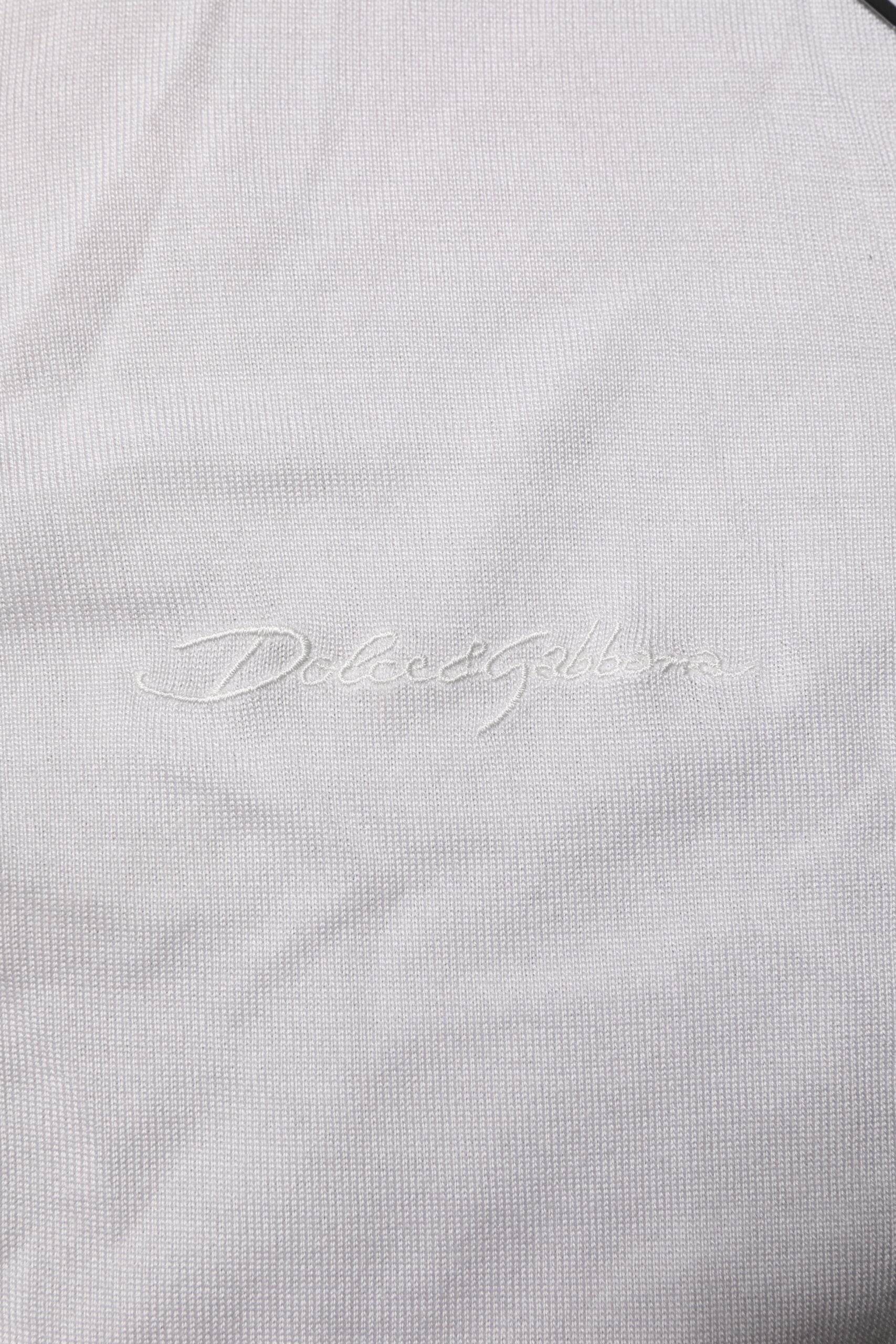 Dolce & Gabbana White Silk Short Sleeves Men Henley T-shirt - Hilstor