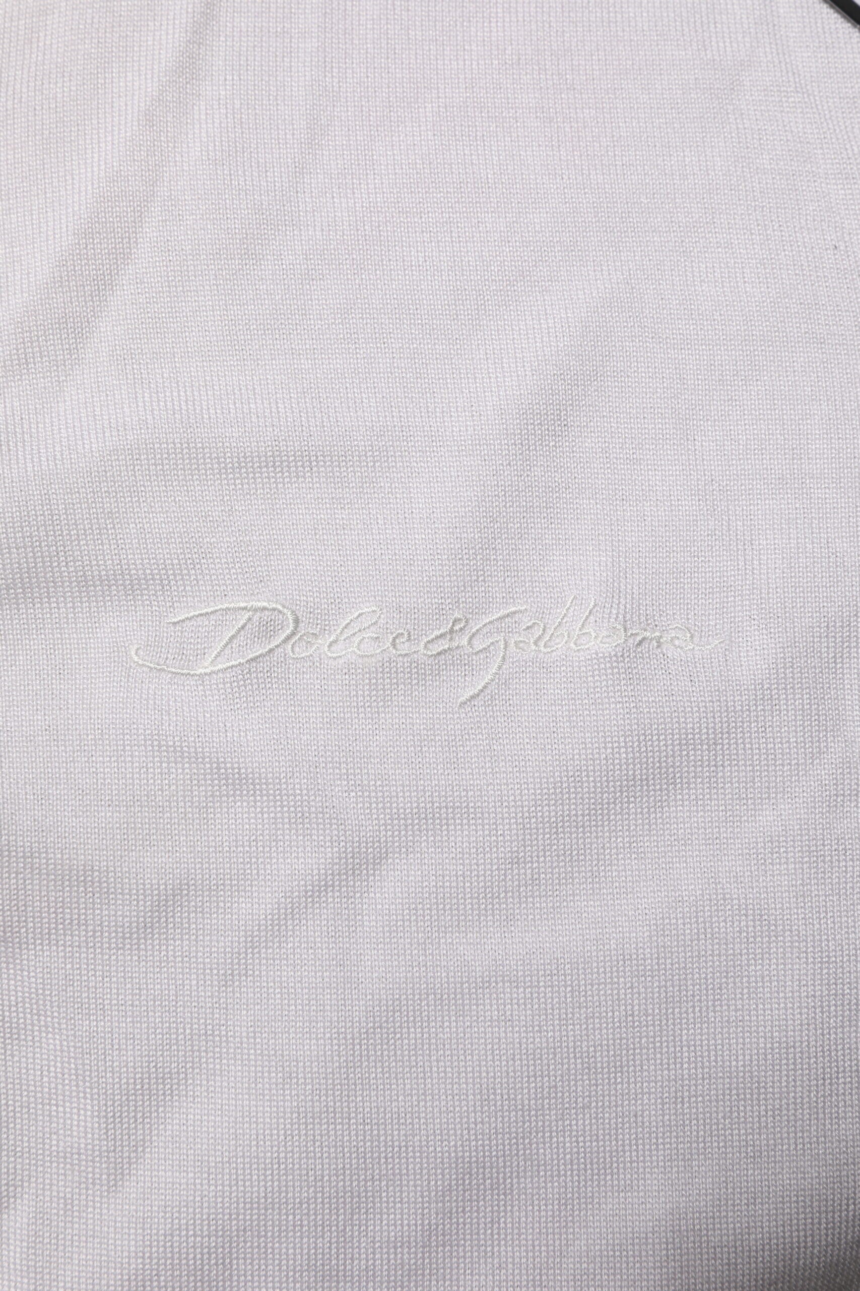 Dolce &amp; Gabbana Hvid Silke Kortærmet Herre Henley T-shirt