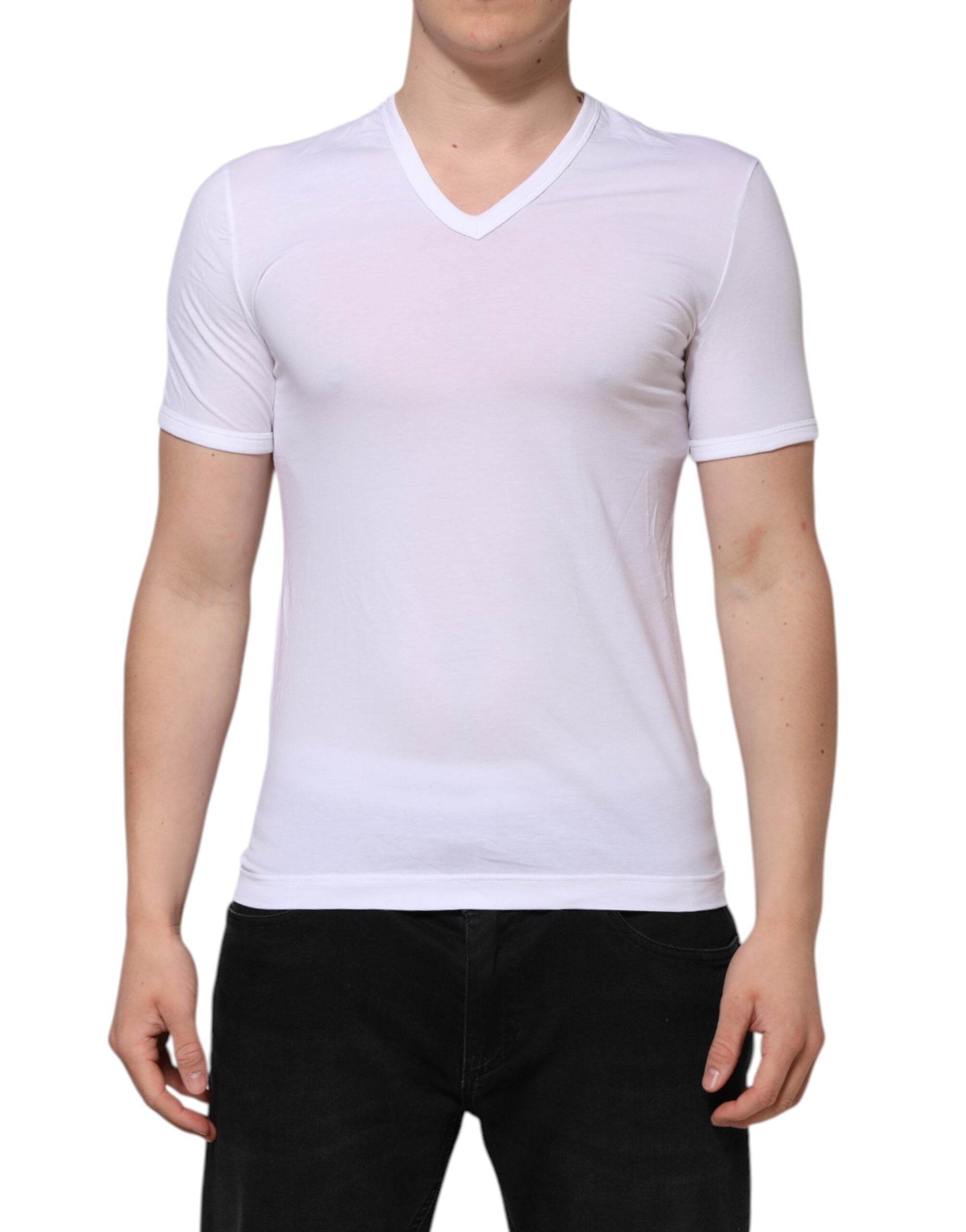 Dolce & Gabbana White Short Sleeves V-neck Underwear T-shirt - Hilstor