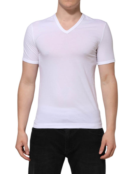 Dolce & Gabbana White Short Sleeves V-neck Underwear T-shirt - Hilstor