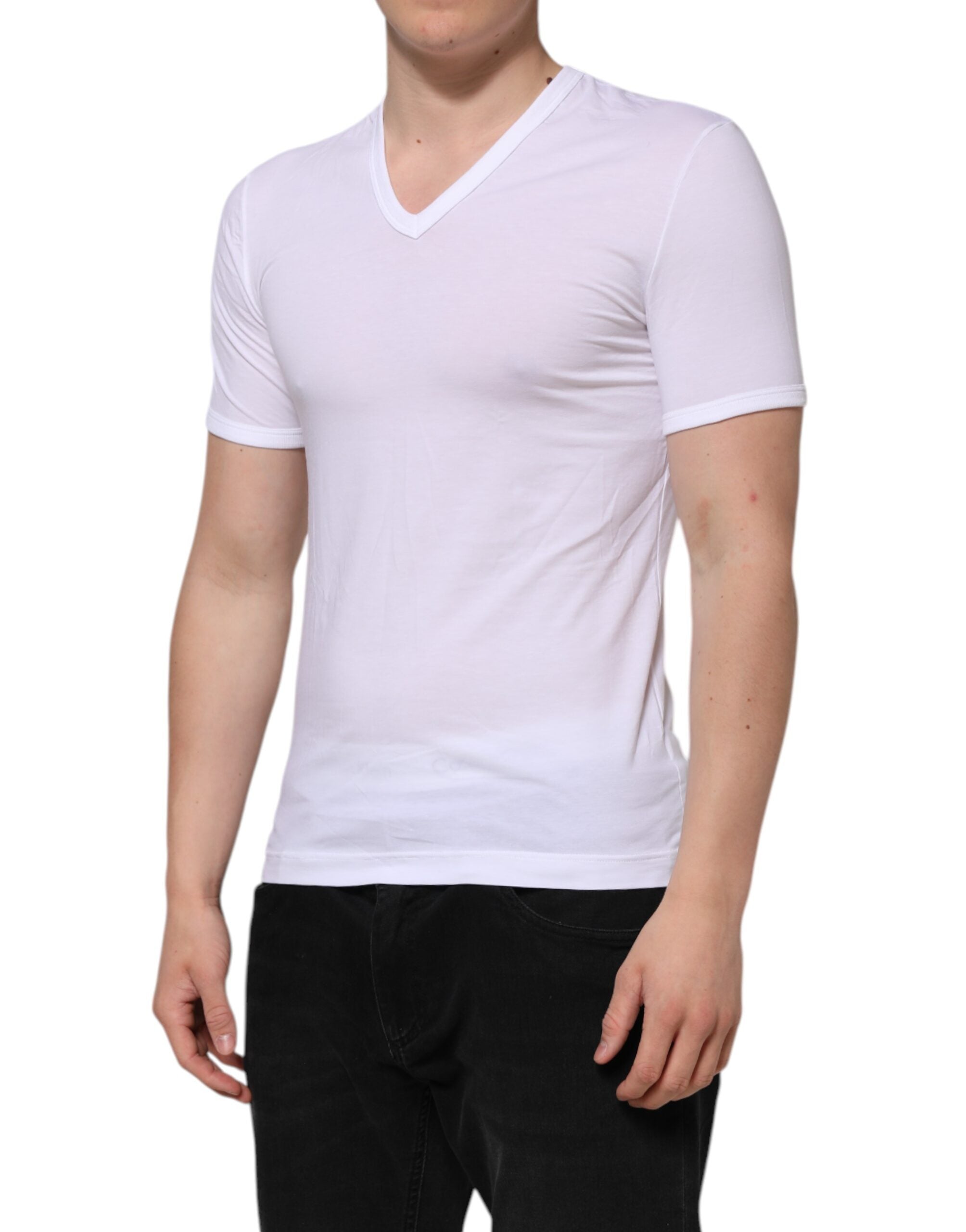 Dolce &amp; Gabbana Hvid Kortærmet Undertøj T-shirt med V-hals