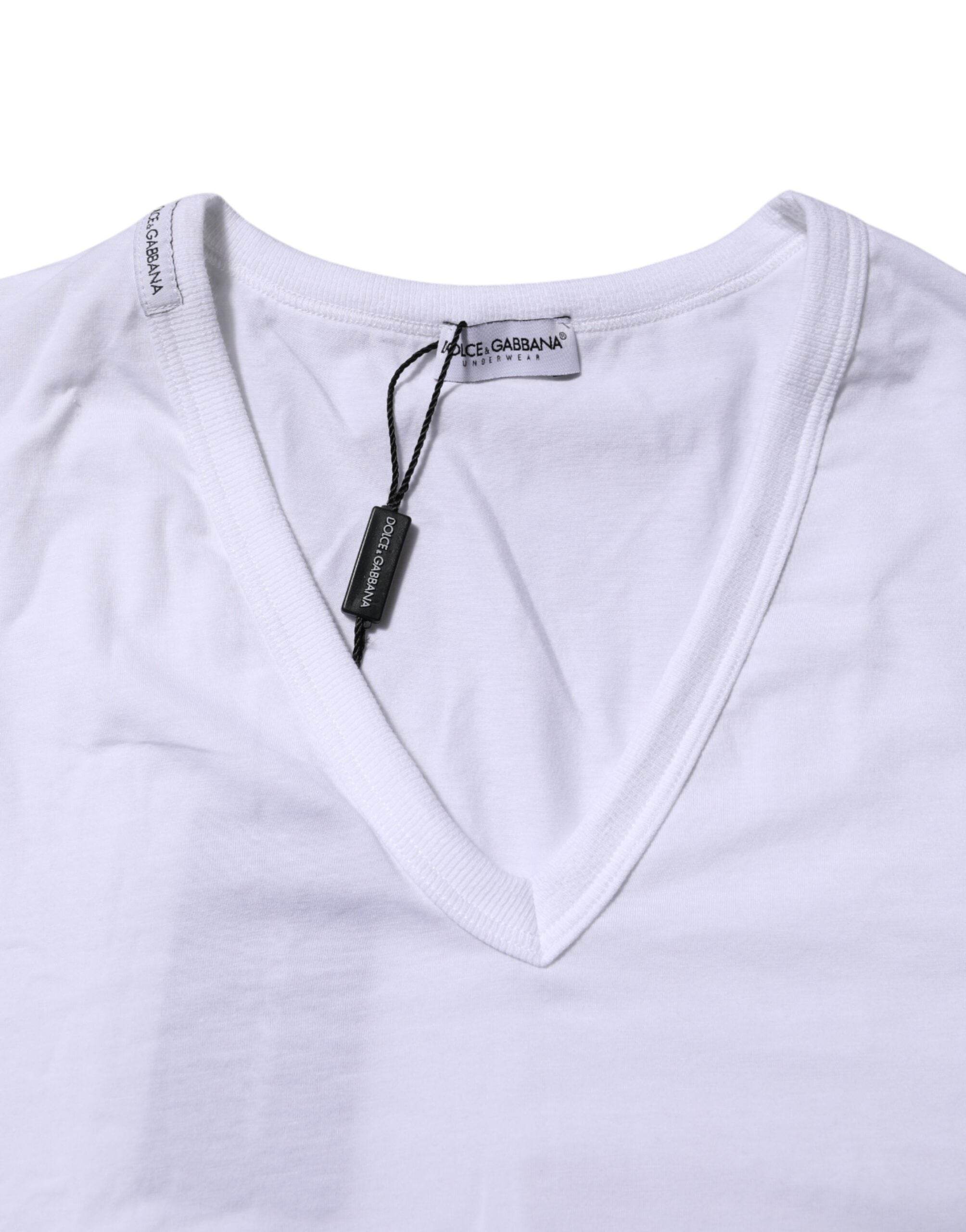 Dolce & Gabbana White Short Sleeves V-neck Underwear T-shirt - Hilstor