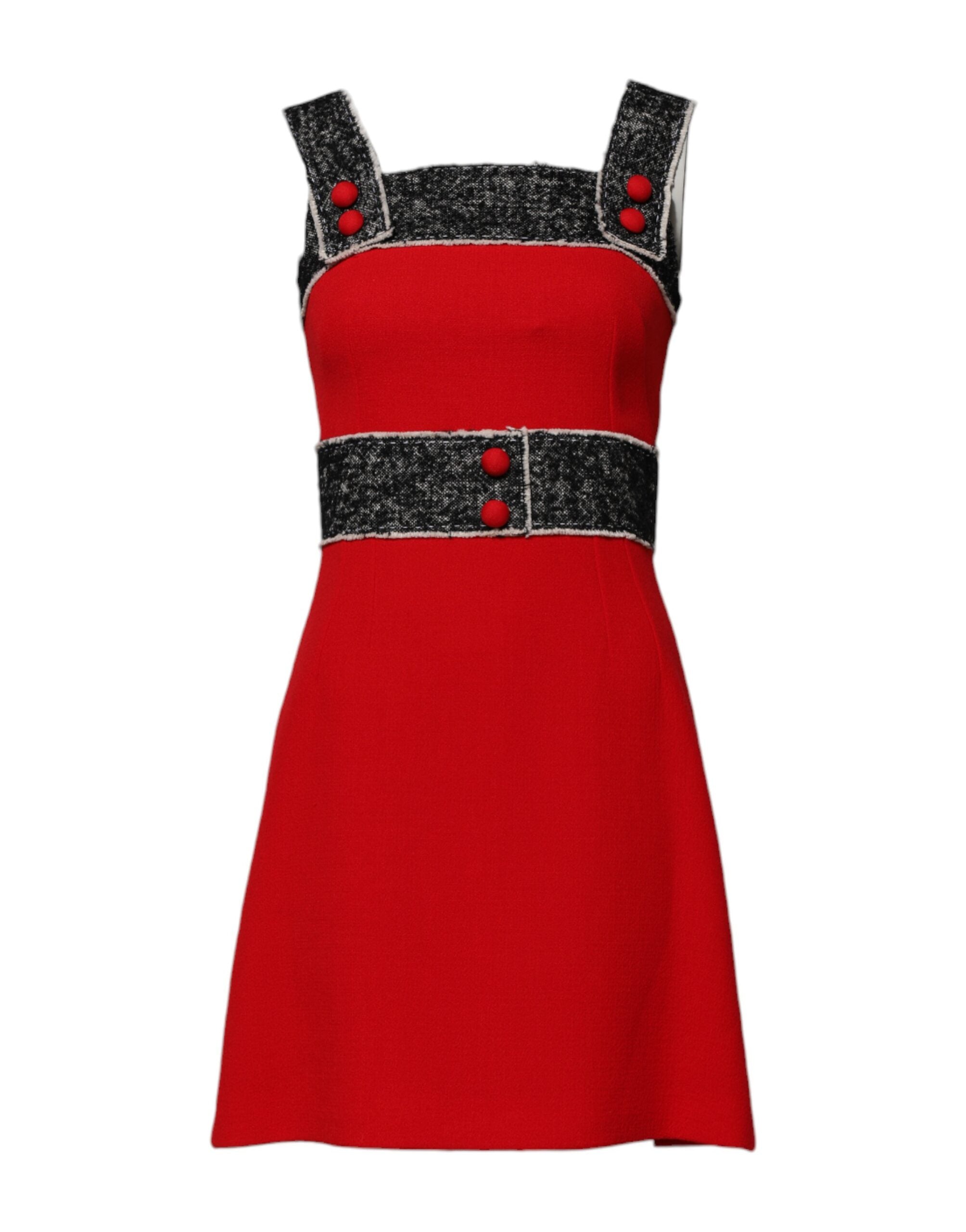 Dolce &amp; Gabbana Red Wool Ærmeløs A-line Flared Mini Kjole