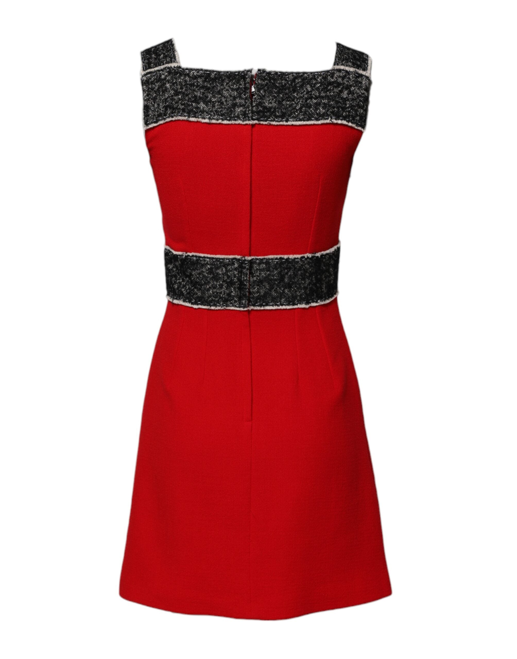 Dolce &amp; Gabbana Red Wool Ærmeløs A-line Flared Mini Kjole