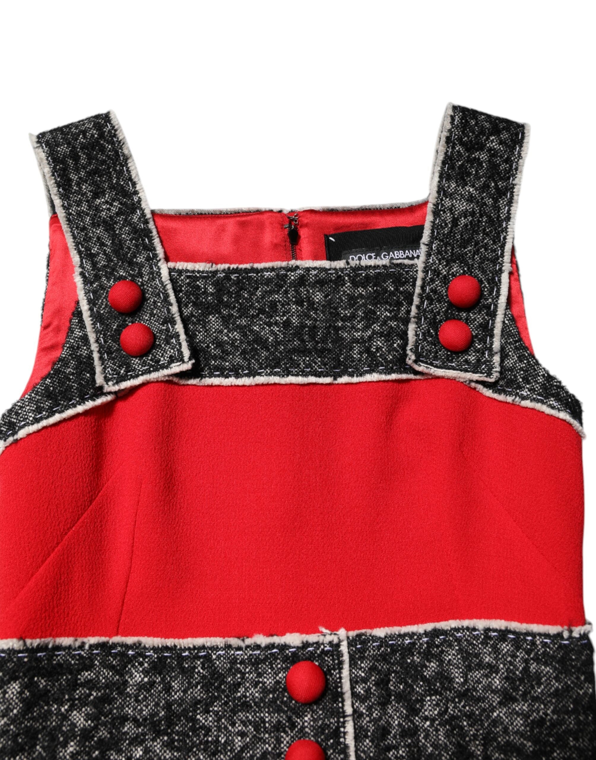 Dolce &amp; Gabbana Red Wool Ærmeløs A-line Flared Mini Kjole