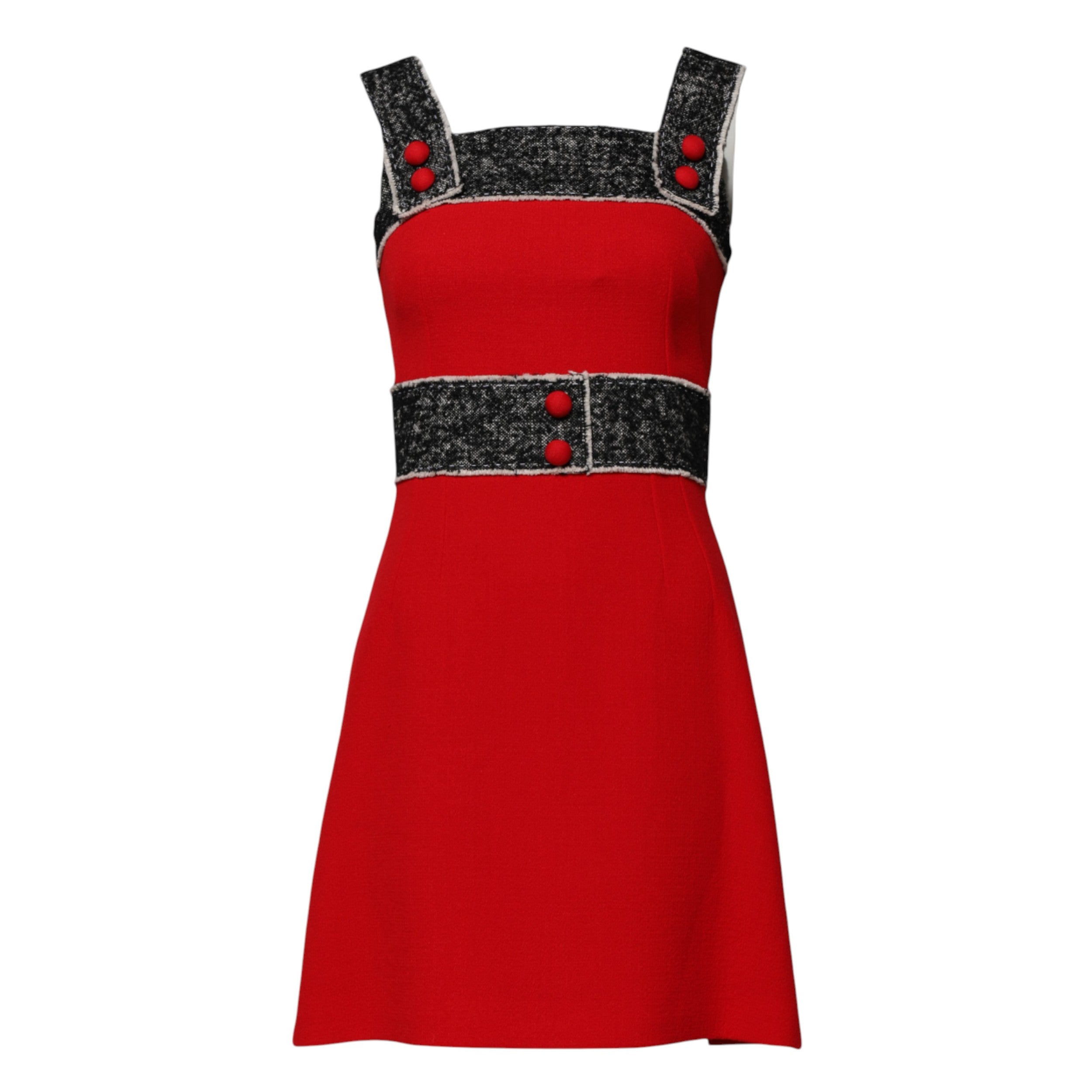 Dolce &amp; Gabbana Red Wool Ærmeløs A-line Flared Mini Kjole